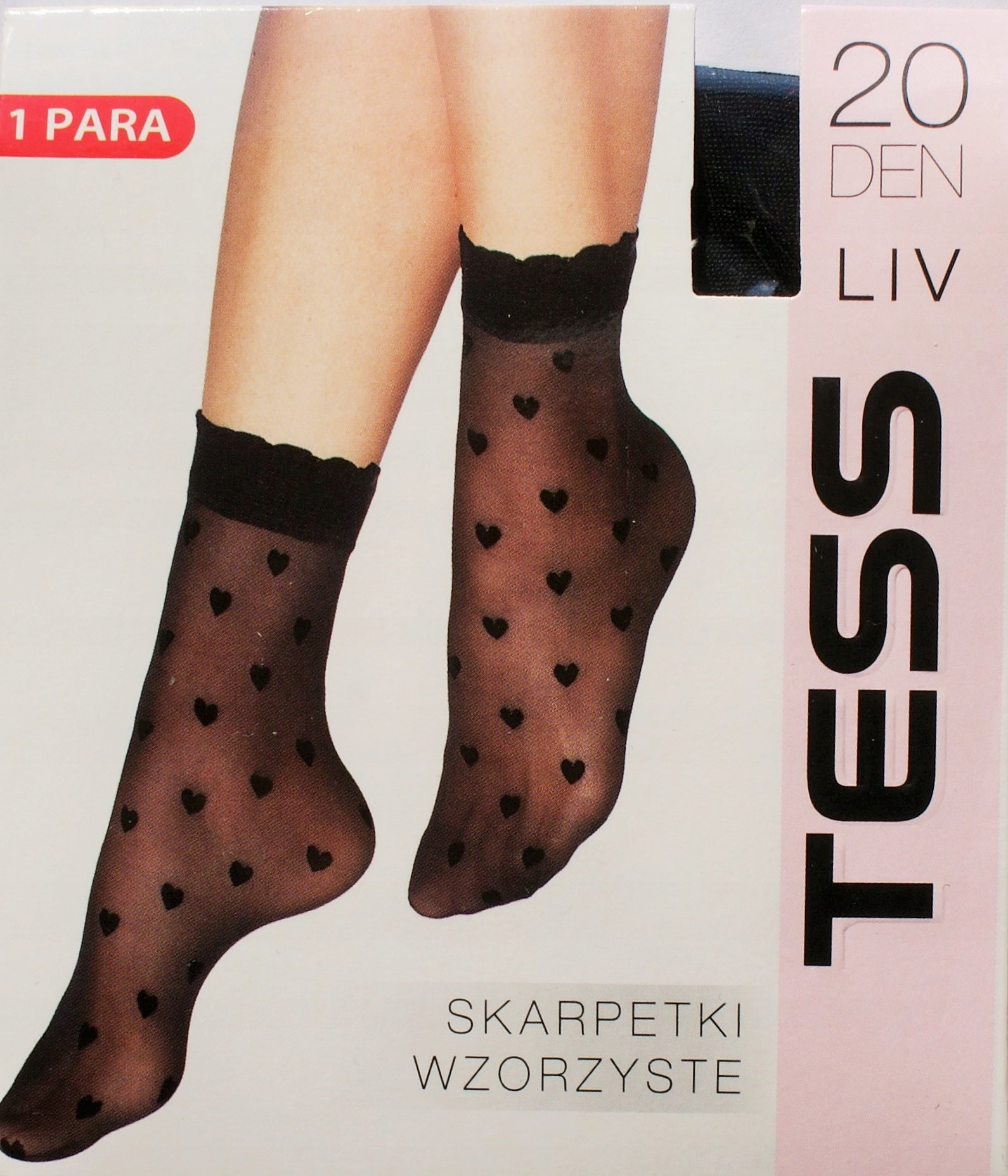 Ponožky 20 den čierne srdiečka TESS