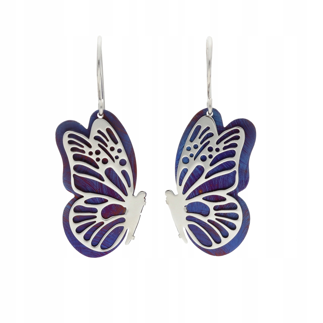 Náušnice motýli z titanu stříbro rhodiované