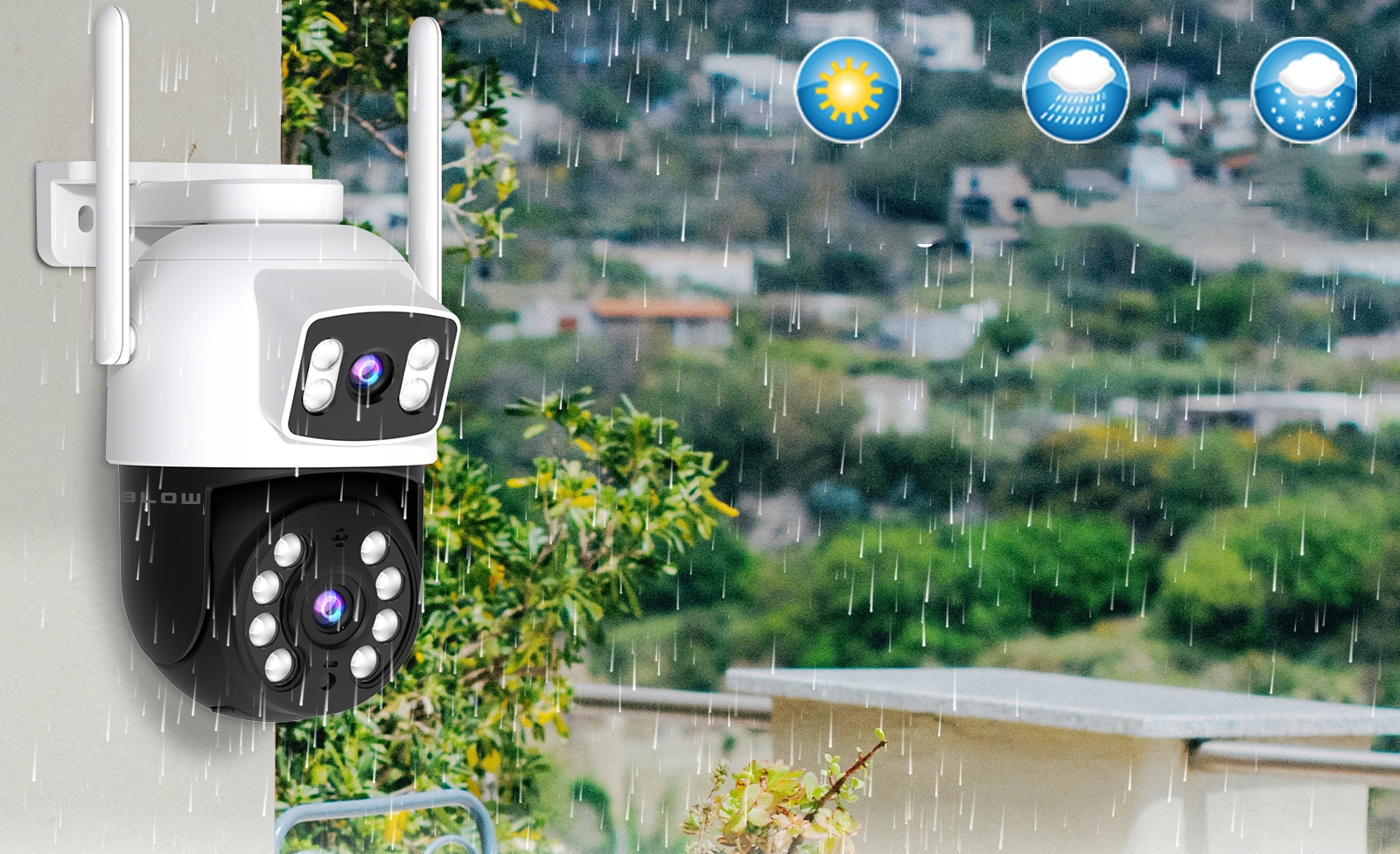 KAMERA WIFI 6MP OBROTOWA DWA OBIEKTYWY IR PODWÓJNA HD ICSEE SMART IP65 PTZ Certyfikaty zgodności CE