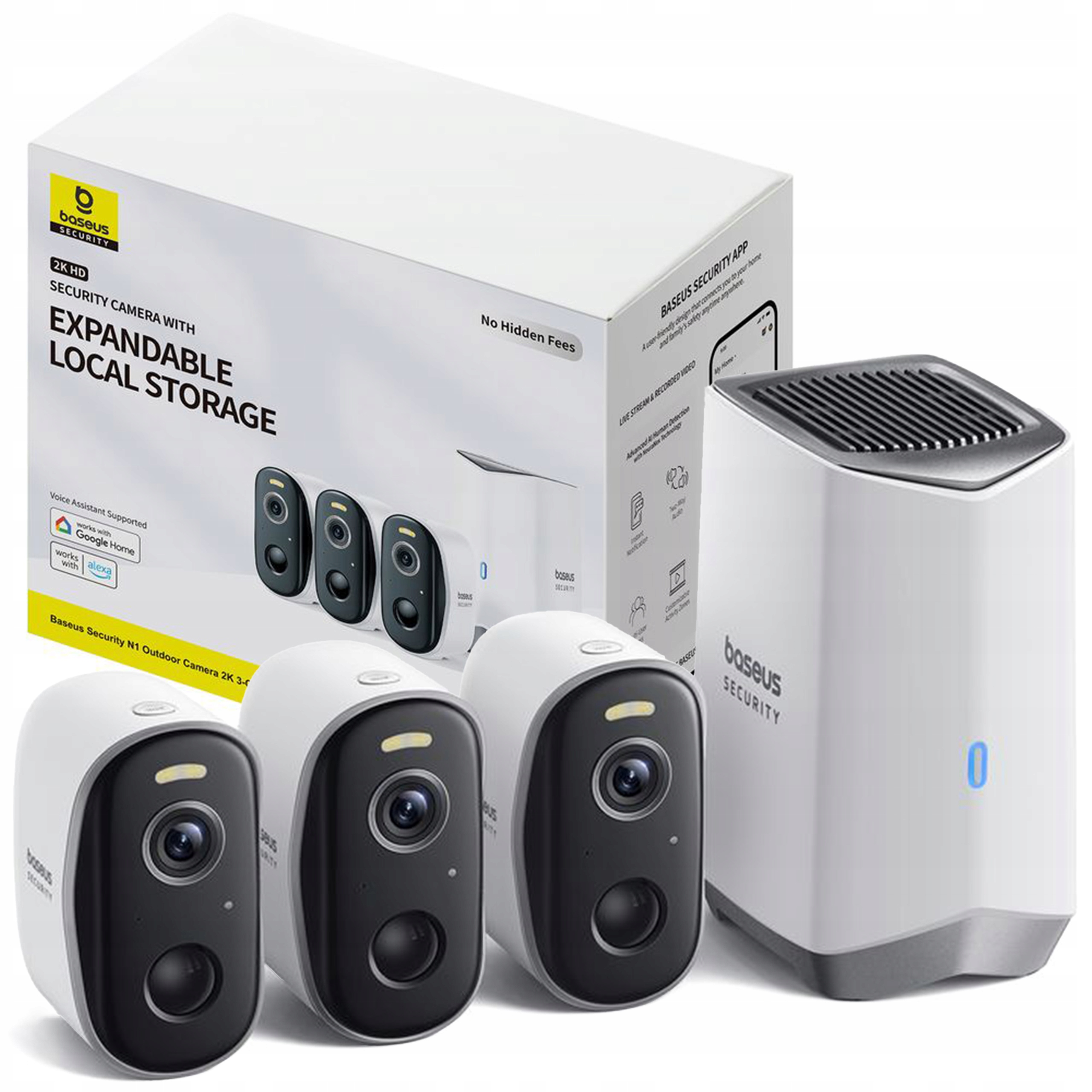 Set 3x Venkovní Kamera Wifi Základnová Stanice Baseus 2K 145° 7800 mAh Ai