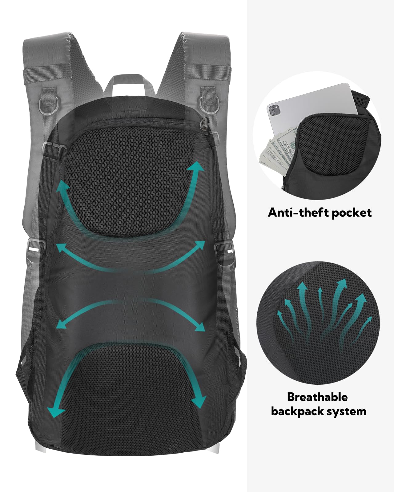 WATERFLY Plecak Turystyczny 30L Wodoodporny Trekkingowy Unisex — miniatura 2