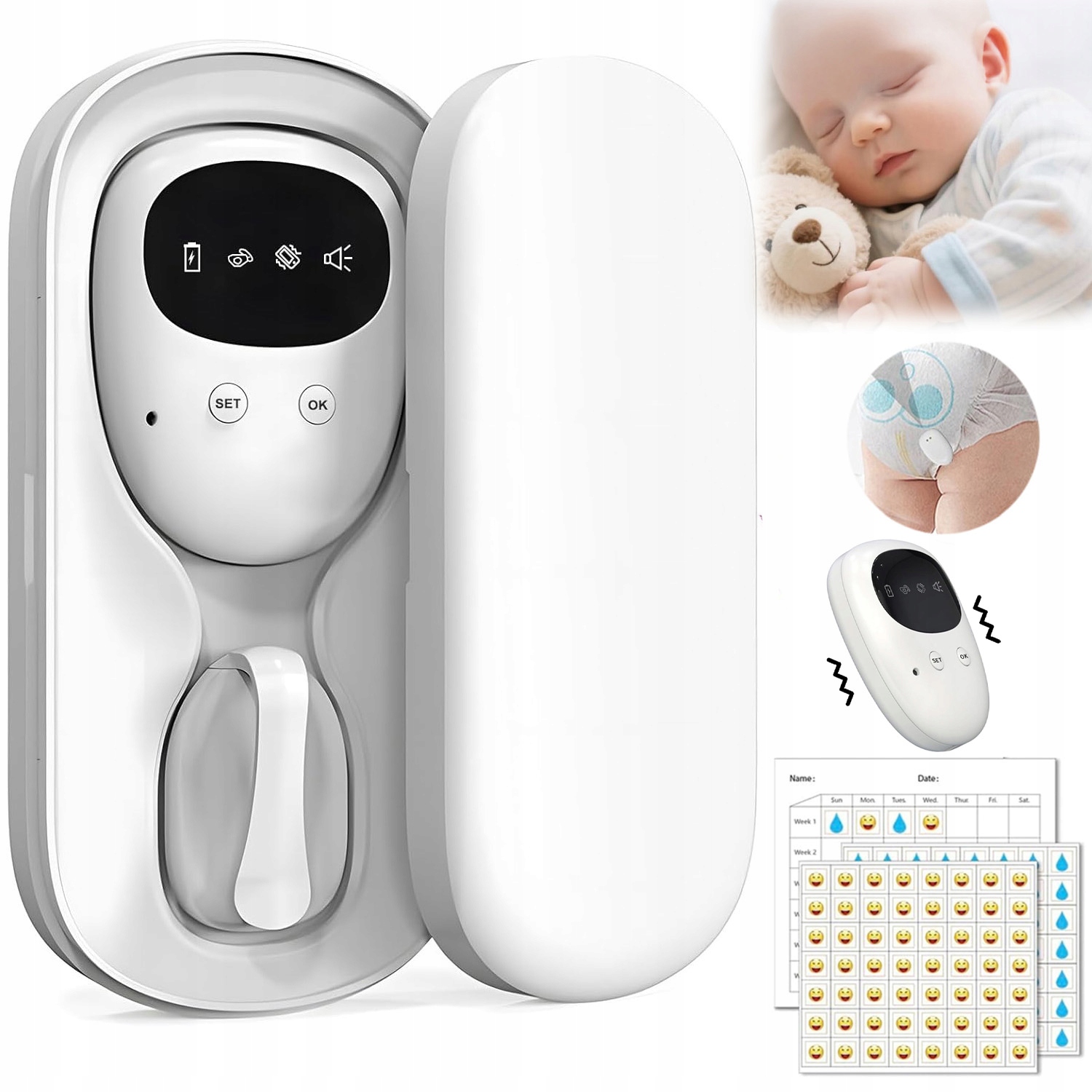 Alarm Probuzení Noční Namáčení Bezdrátový Se Zvukovou A Vibrační Funkcí