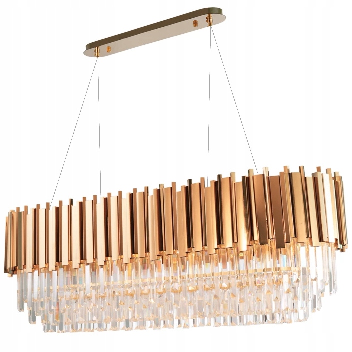 Lampa Wisząca Żyrandol Nowoczesny Kryształowy Złoty Gold Toolight