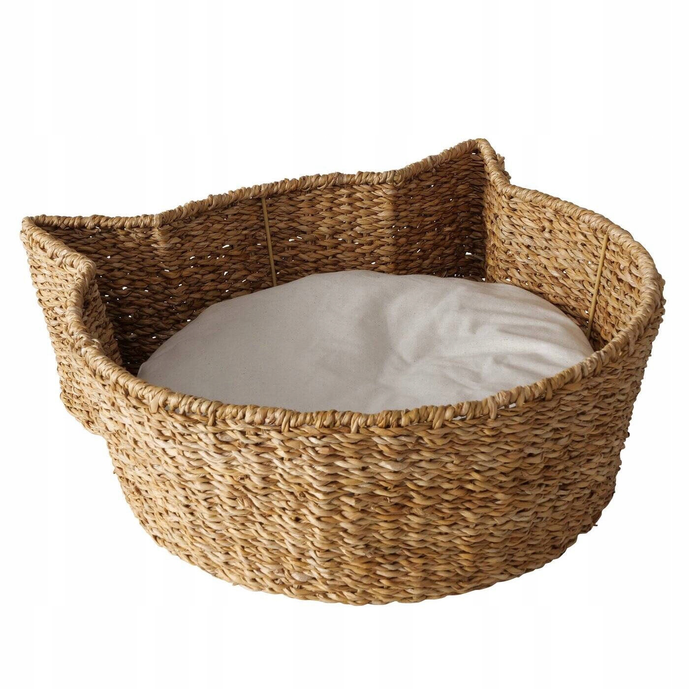 Levně Pelíšek Pro Kočky Hnědé Pletené Košíkové S Motivem Kočky 18 X 50 X 44 CM