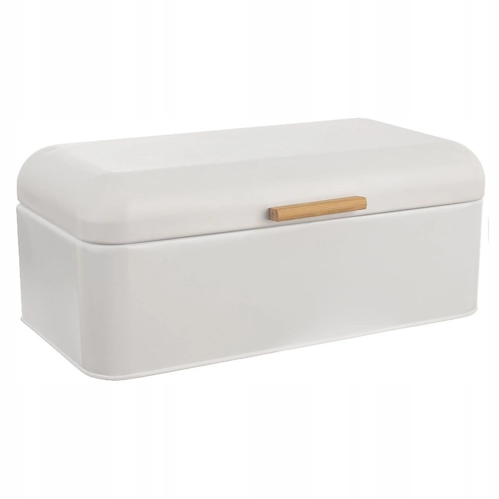 Kovový chlebník Orion Bílý 42 x 24 x 16,5 cm Whiteline s bambusovým uchy