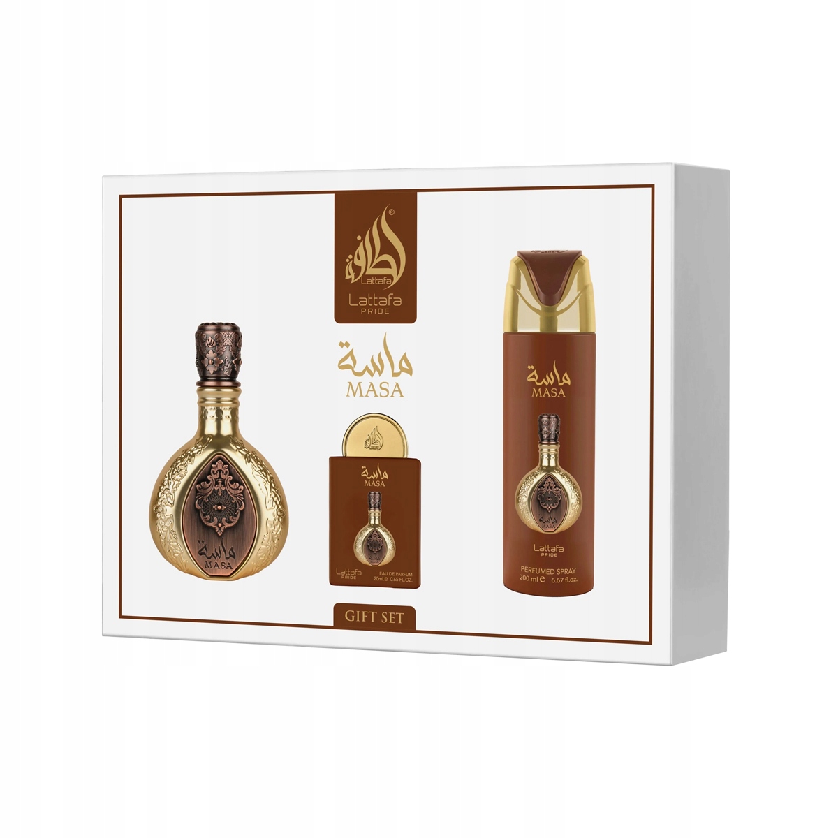 Lattafa Pride Masa Edp 100 ml Edp 20 ml tělový sprej 200 ml Unisex