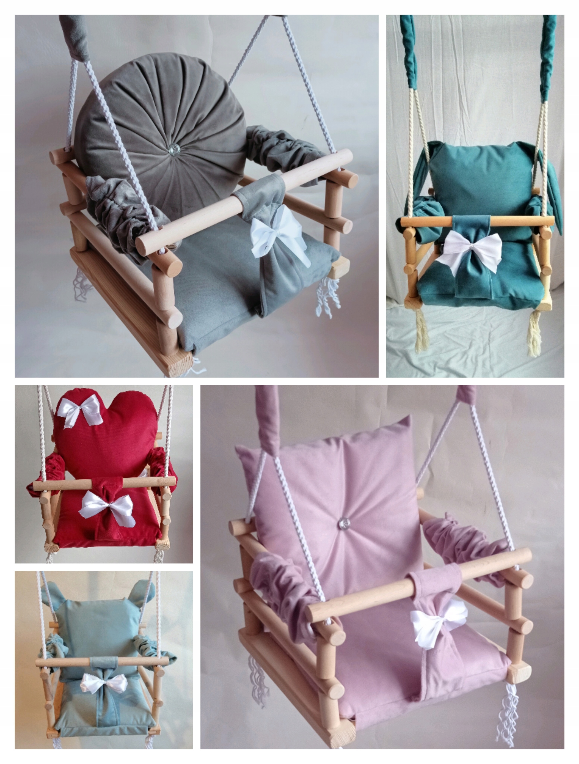 Huśtawka BIAŁĄ DREWNIANA 3w1 dzieci TURKUS MIŚ dom ogród prezent pokój Wiek dziecka 6 m +