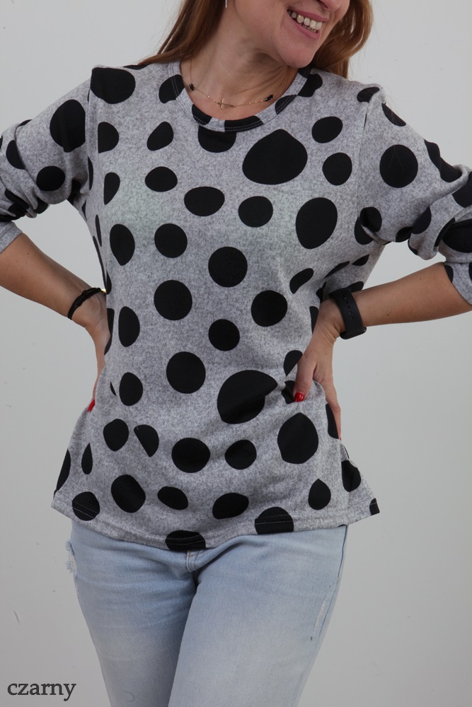 BLUZKA LEKKI SWETEREK NADRUK KROPKI GROCHY KOLORY *XL Marka inna