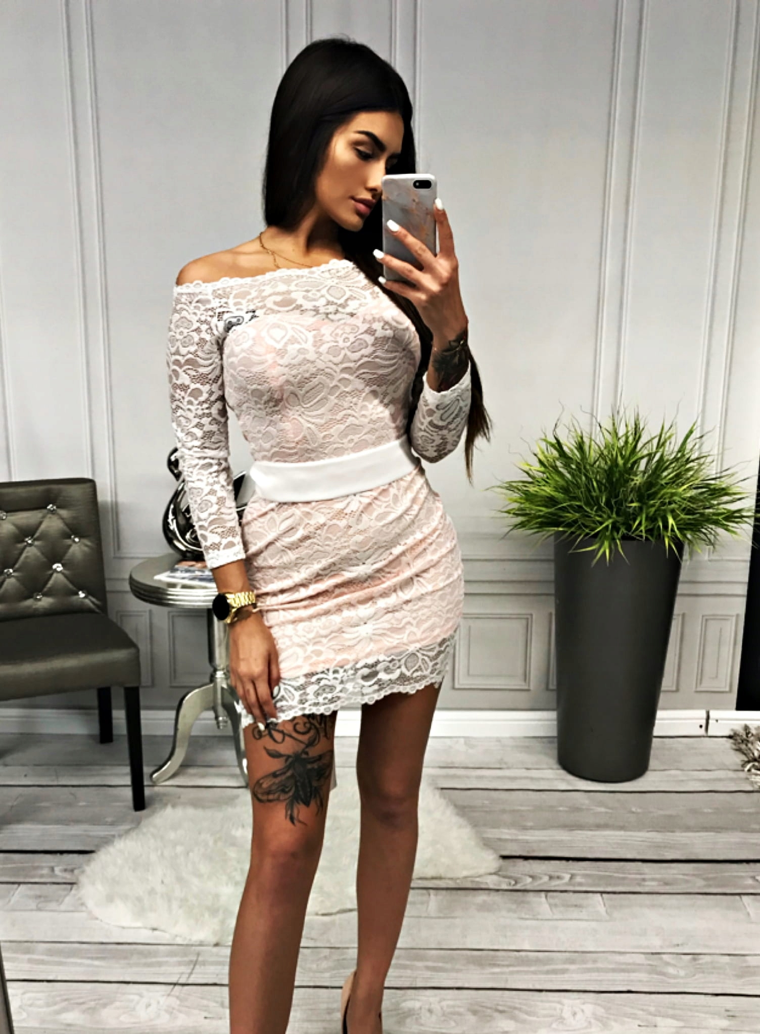 *lucky1616* Krásná Krajková Šaty 40-42 L-XL