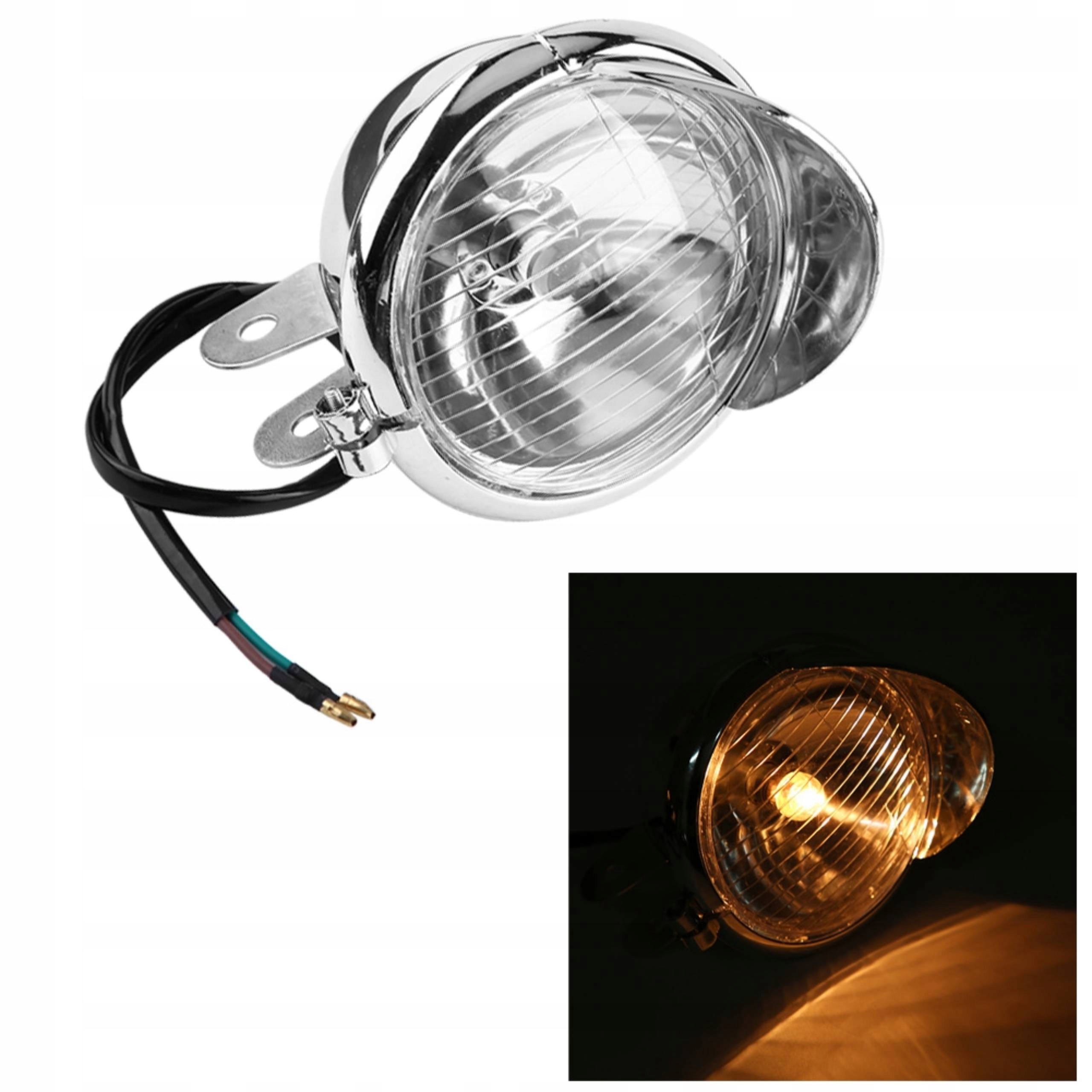LAMPA MOTOCYKLOWA REFLEKTOR PRZÓD CHOPPER CHROM Producent bez marki