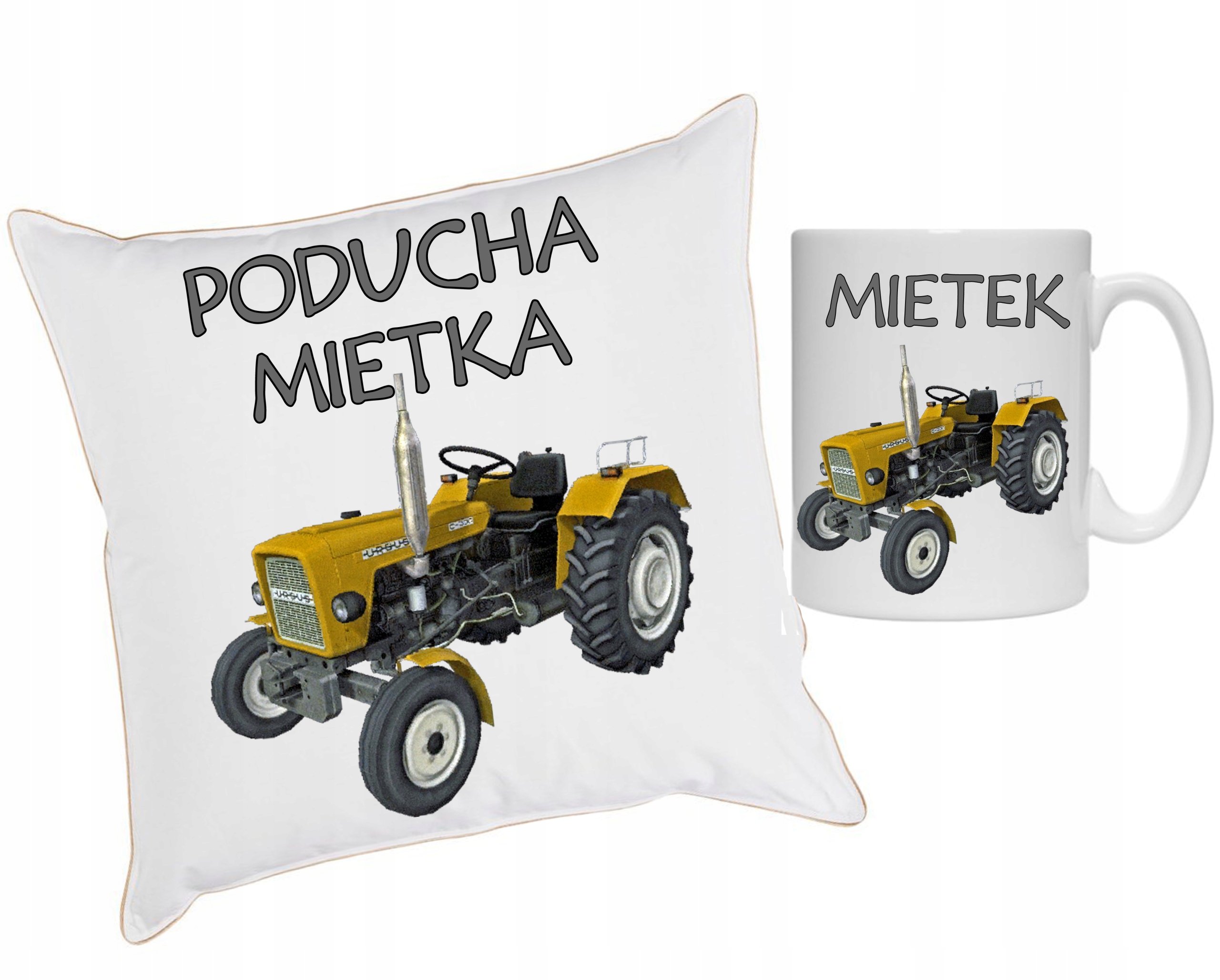 PODUSZKA+KUBEK ROLNIK KOMBAJN TRAKTOR CIĄGNIK+IMIĘ Długość 40 cm