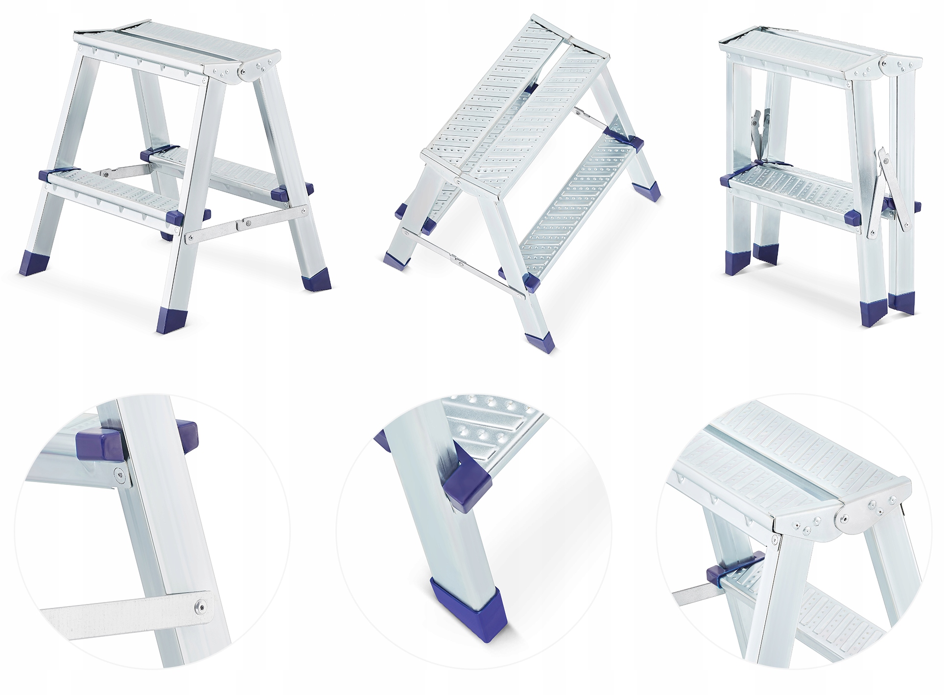 DOMOWA DRABINKA 2X2 SCHODKI DWUSTRONNE Materiał stal