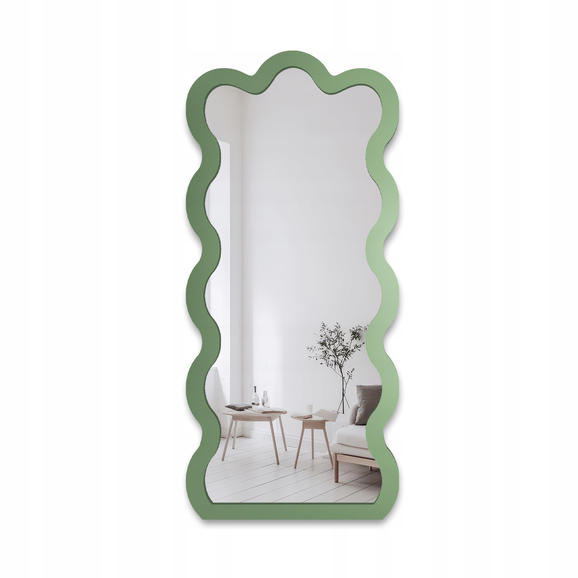Zrcadlo s vlnitým zeleným rámem Blobs Wave 70x154 do předsíně