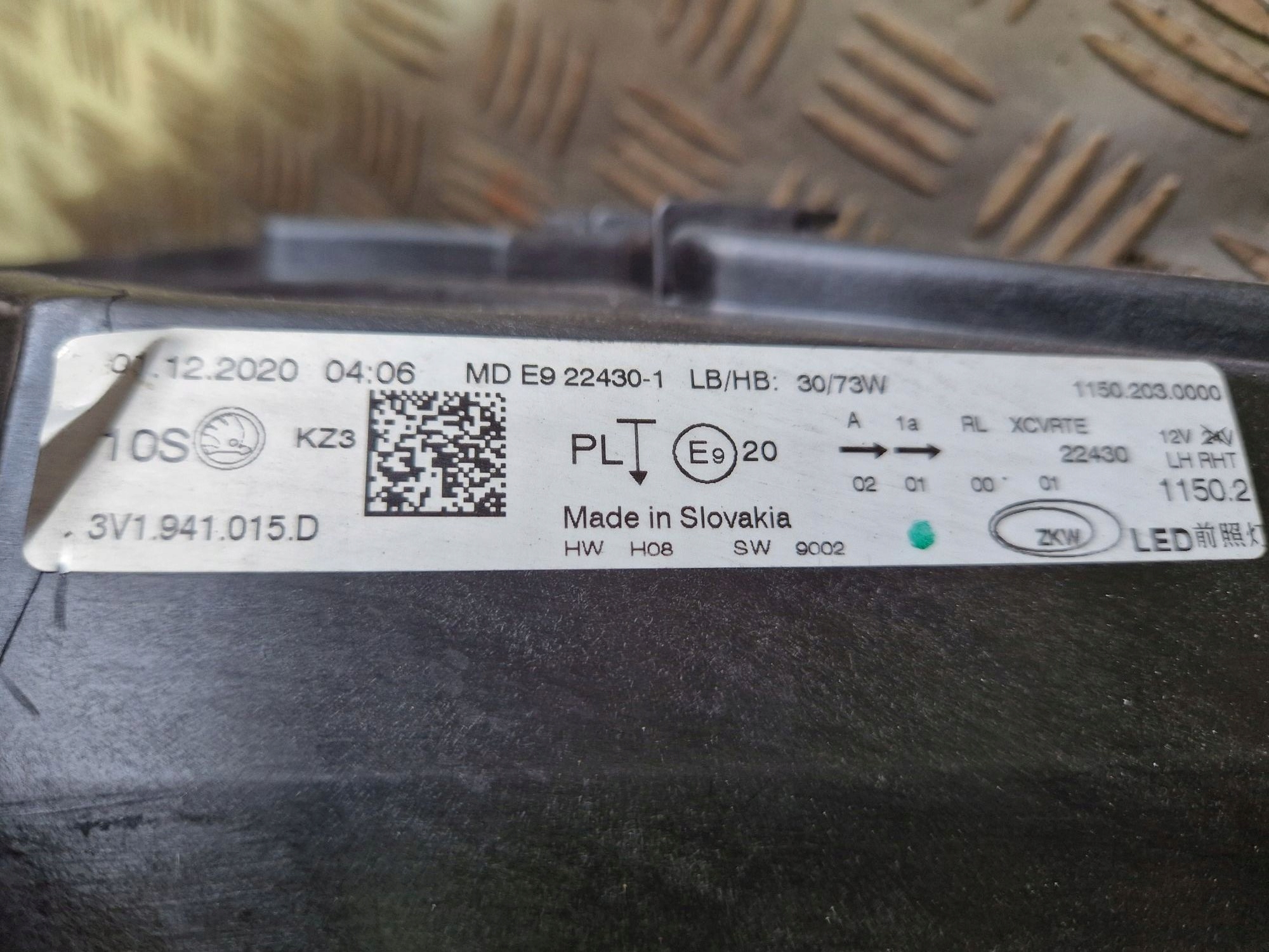 light left front FULL LED SKODA SUPERB III LIFT 2019R->