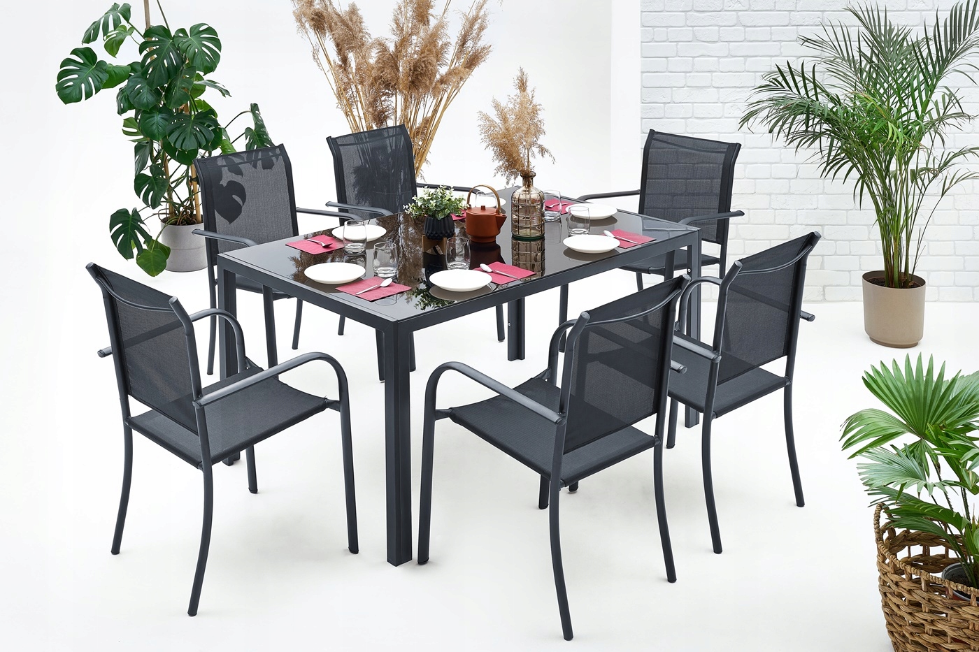 ZESTAW MEBLI OGRODOWYCH NA TARAS STÓŁ + 6 KRZESEŁ Producent MAT-COMPANY
