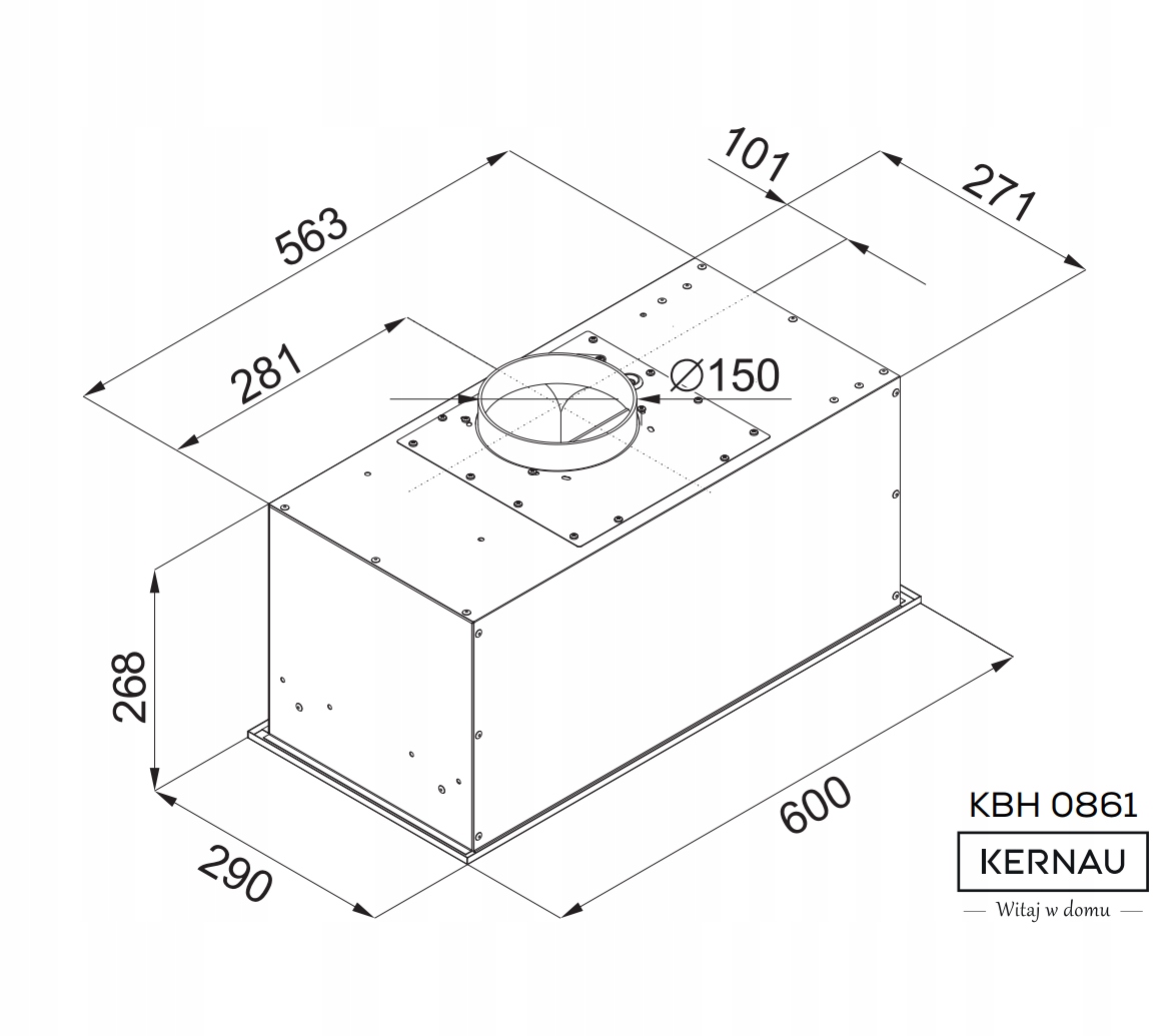 OKAP MEBLOWY KERNAU KBH0861X INOX 640m³h LED PILOT Kolor dominujący srebrny/szary