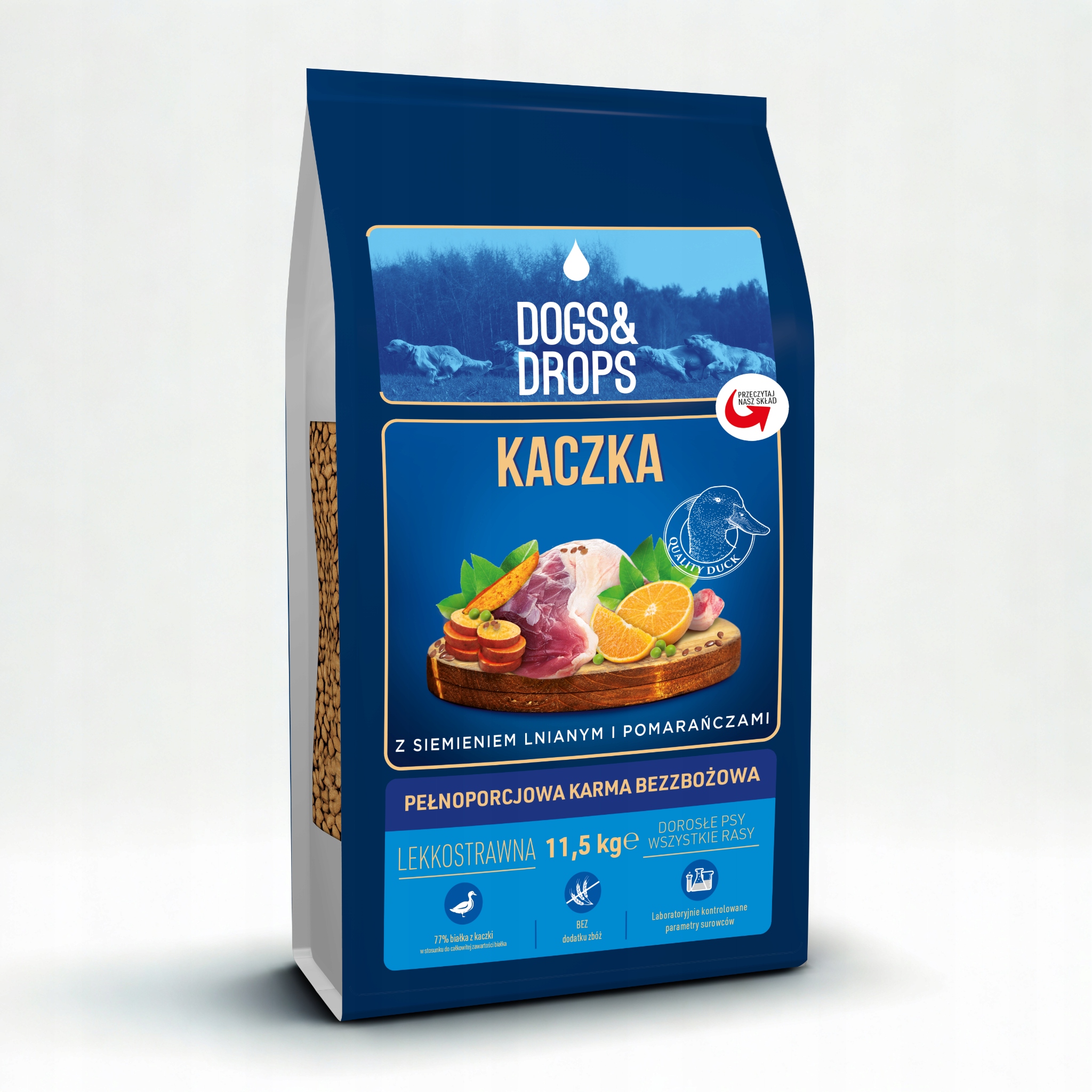 Levně Dogs&Drops Duck Bezobilné suché krmivo pro psy 11,5 kg