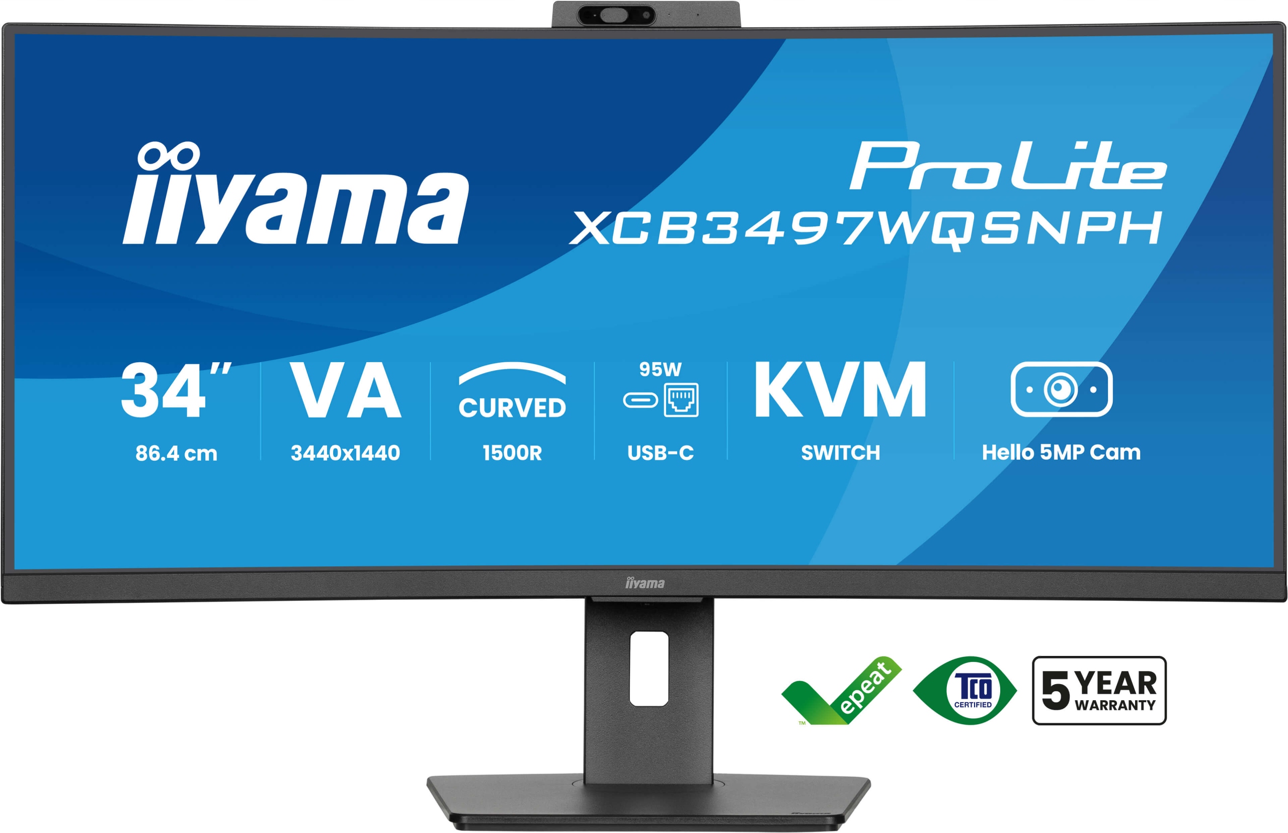 Zakrivený monitor iiyama ProLite XCB3497WQSNPH-B1 34" Uwqhd Usb-c 95W