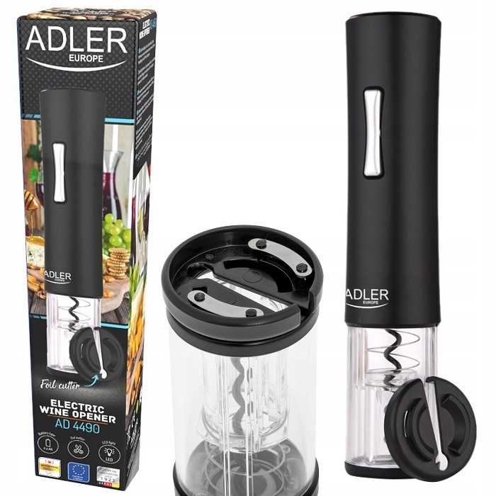 ELEKTRYCZNY OTWIERACZ DO WINA KORKOCIĄG LED AD4490