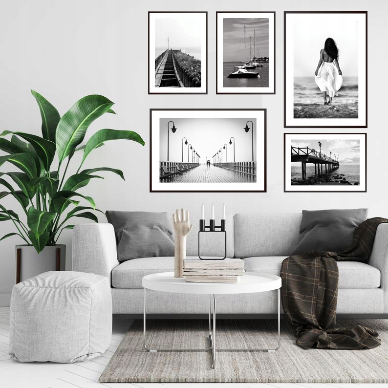 ZESTAW 5 PLAKAT OBRAZ NOWOCZESNY MORZE MOLO KOBIET Marka inna