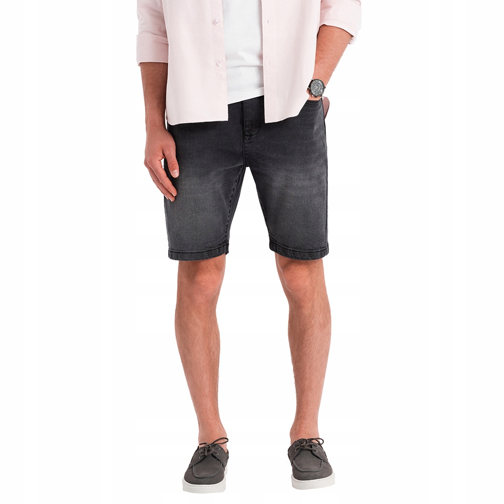 Pánské džínové šortky klasické černé Ombre OM-SRDS-0171 V4 vel. M