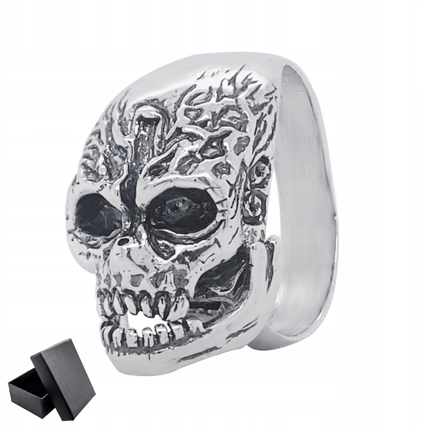 Stříbrný signet 925 Lebka Pohyblivá vel. 26