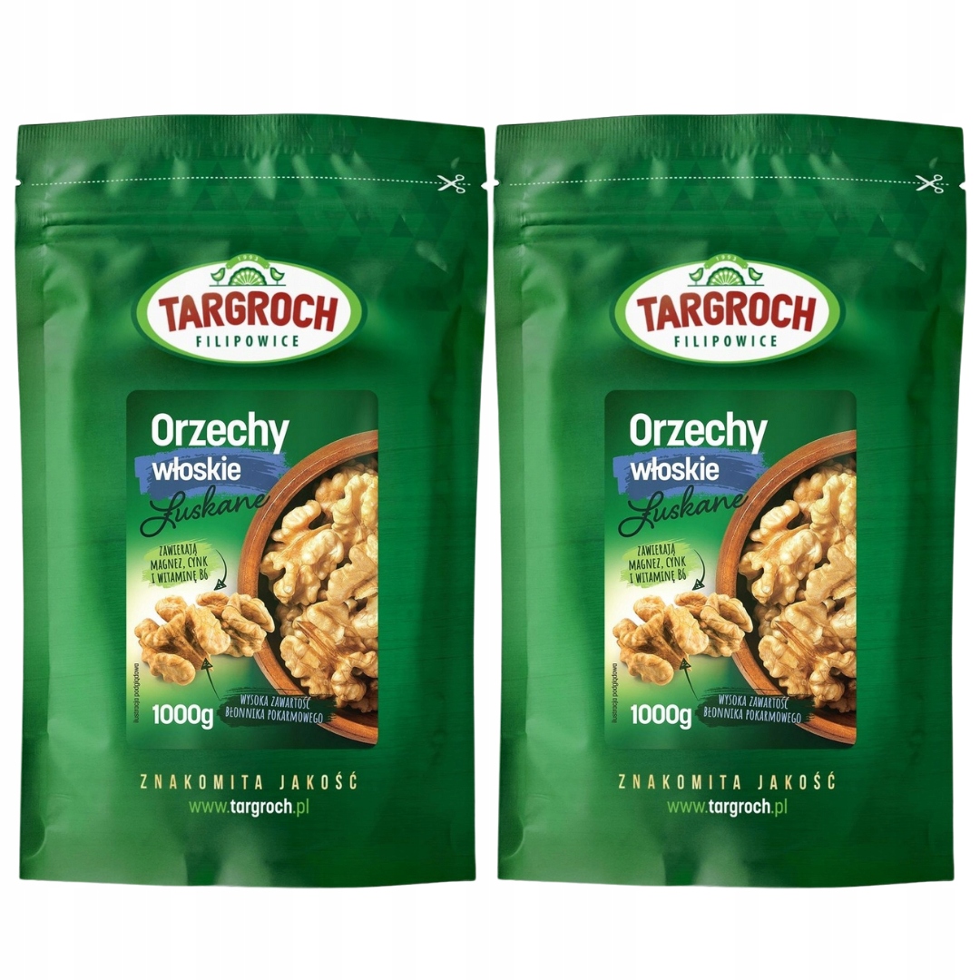 2x Orzechy Włoskie 1 kg łuskane połówki orzech 2kg (2x1kg) łuskany Targroch