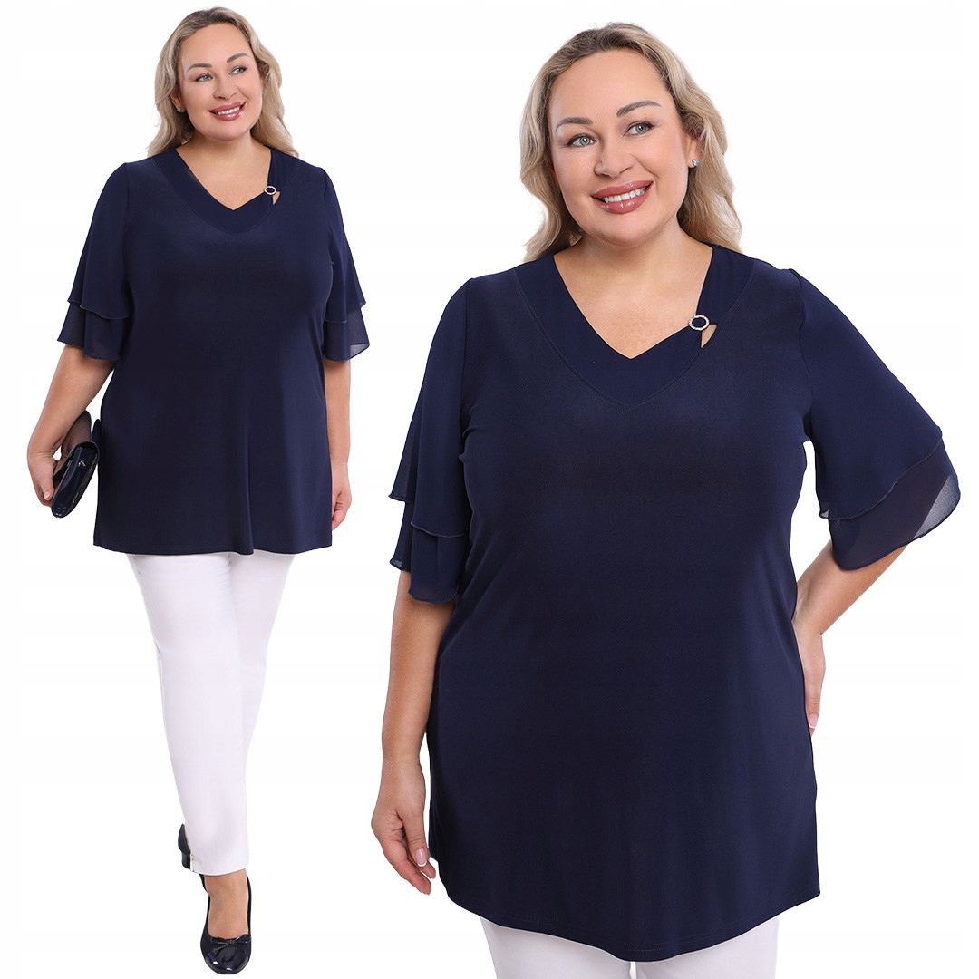 Šifonová modrá tunika plus size velikost 54