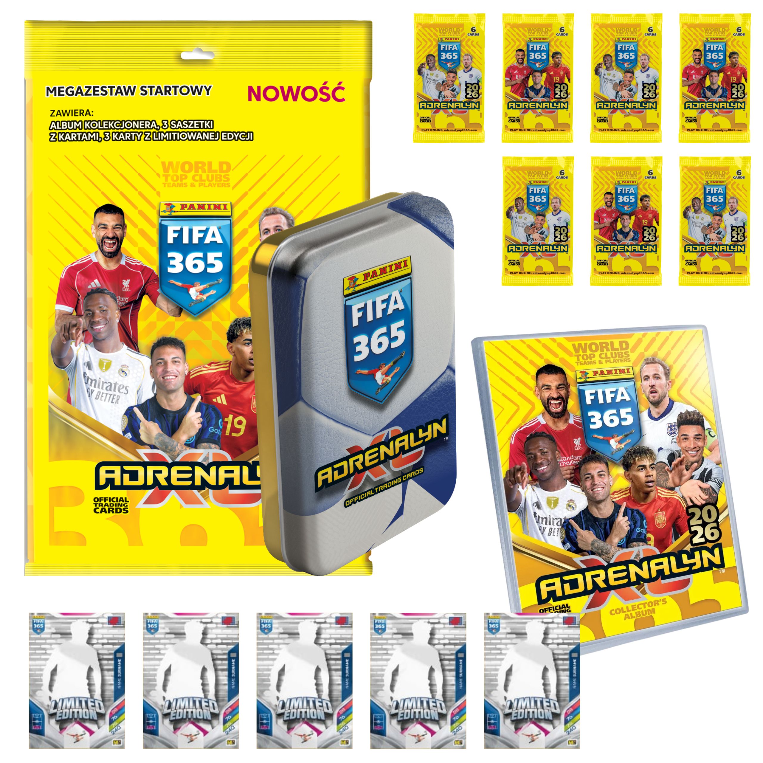Zestaw Panini Fifa 365 2026 Adrenalyn XL Album 7x Saszetka 5x Limitka