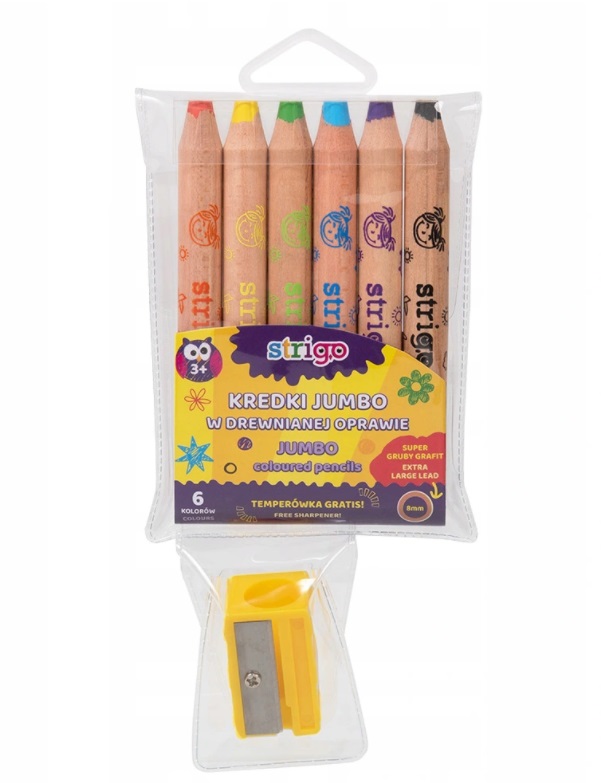 

Kredki Jumbo Drewniane Strigo 6 Sztuk w Etui