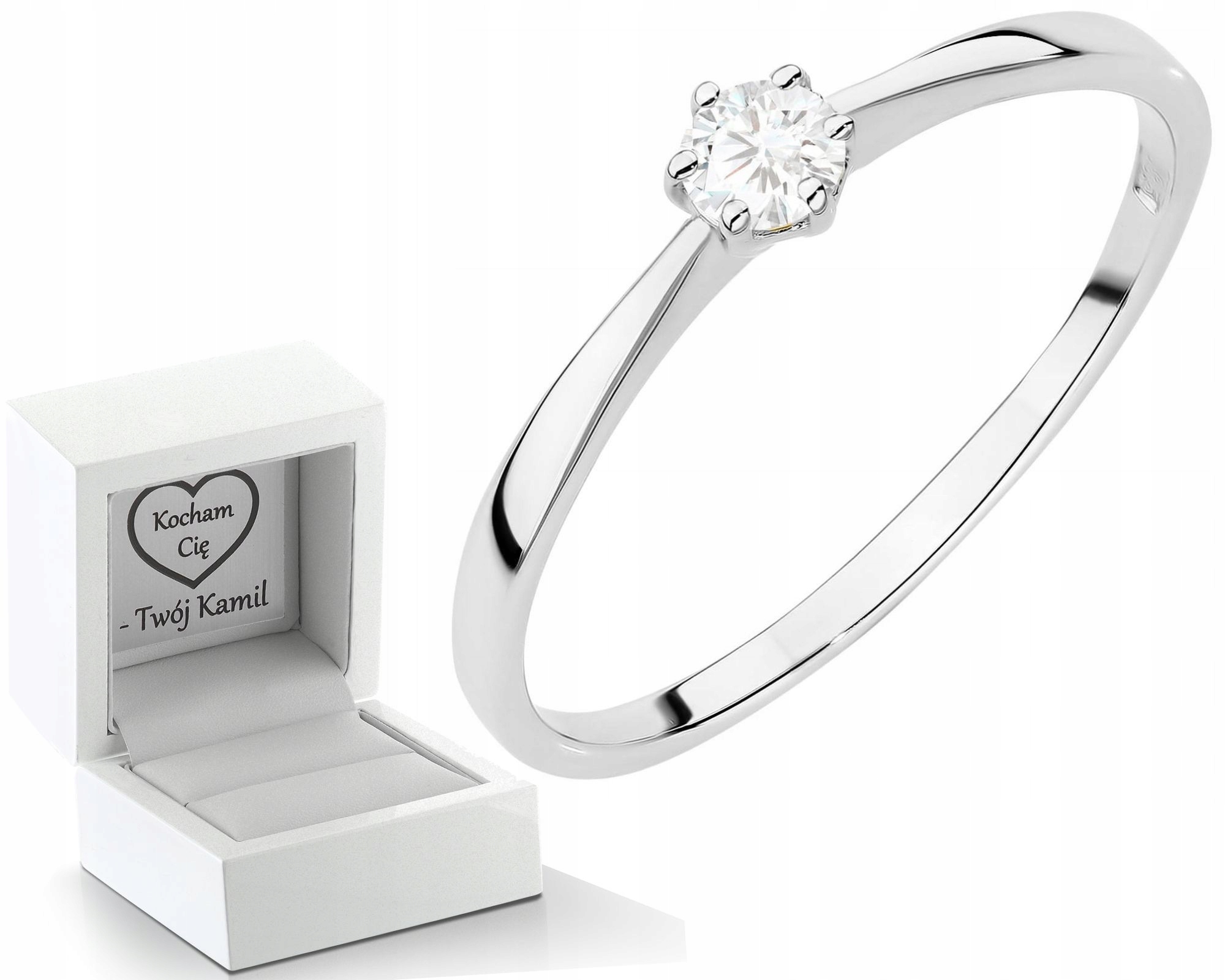 Zásnubní Prstýnek Z Bílého Zlata S Gravírovaným Gravírování Ryzost 585 14K