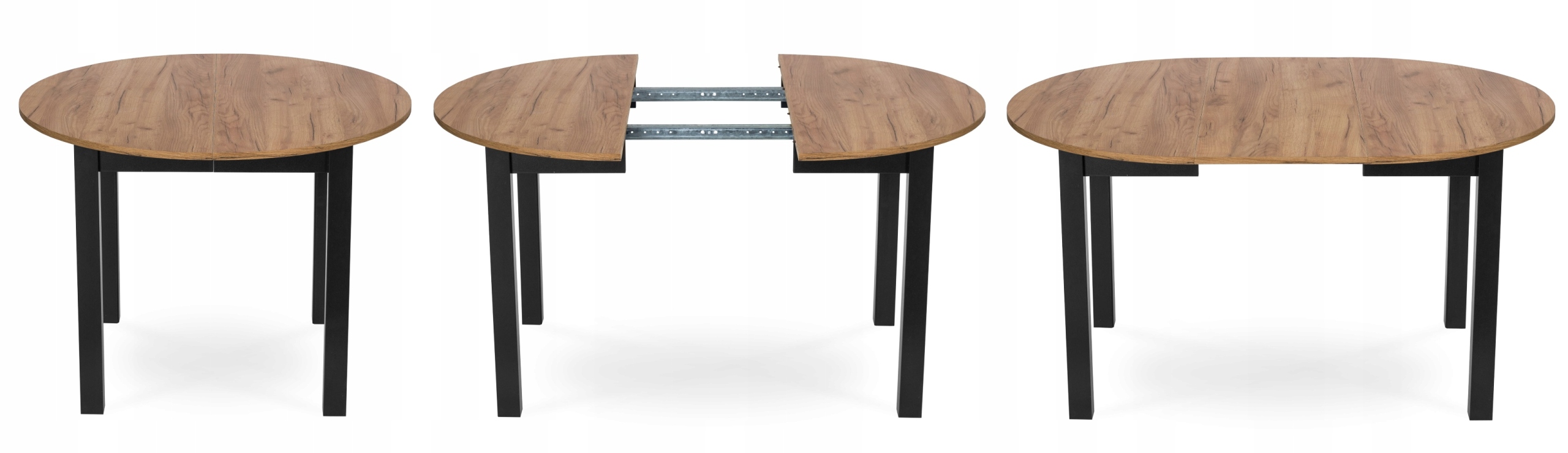 Zestaw Stół Rozkładany Okrągły i 4 Krzesła Welurowe Do Loft Salonu Jadalni Grubość blatu 1.8 cm