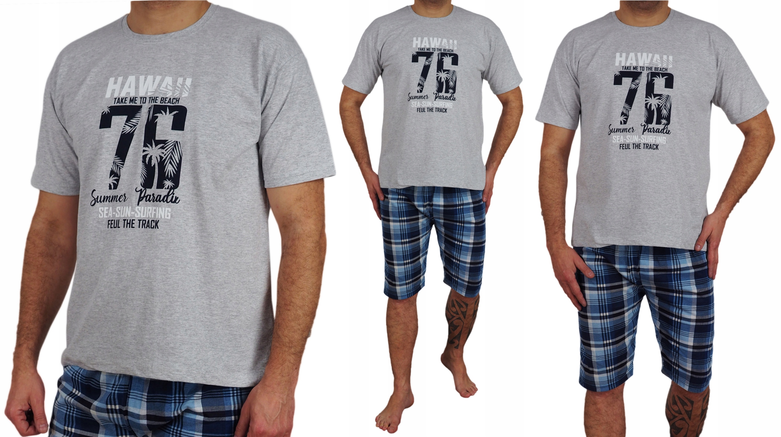 PIŻAMA MĘSKA XL szorty KRATA 100% Bawełna GIFT XL Marka inna