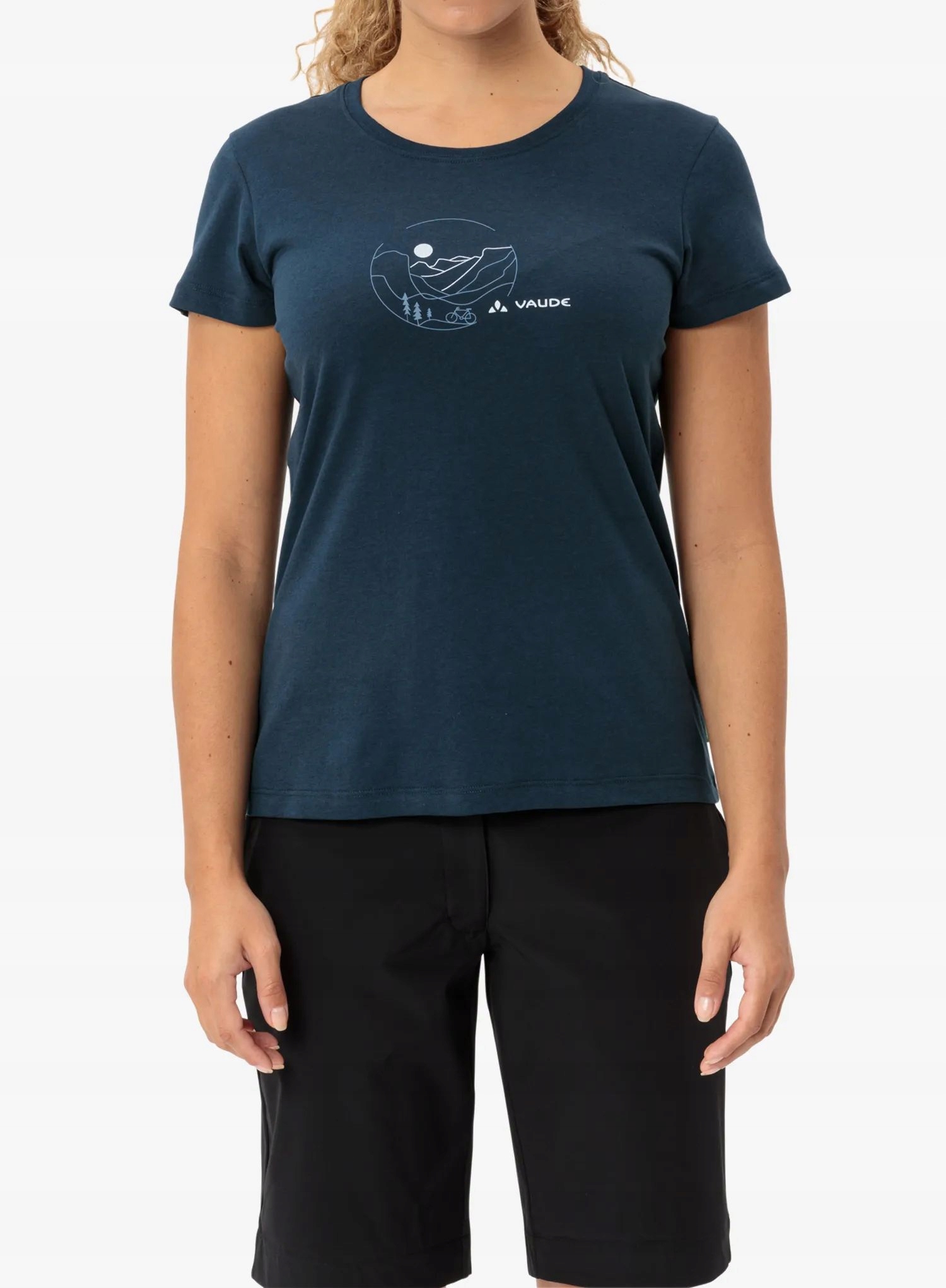 Koszulka z nadrukiem damska Vaude Cyclist T-Shirt V dark sea/blue 36 (xs)