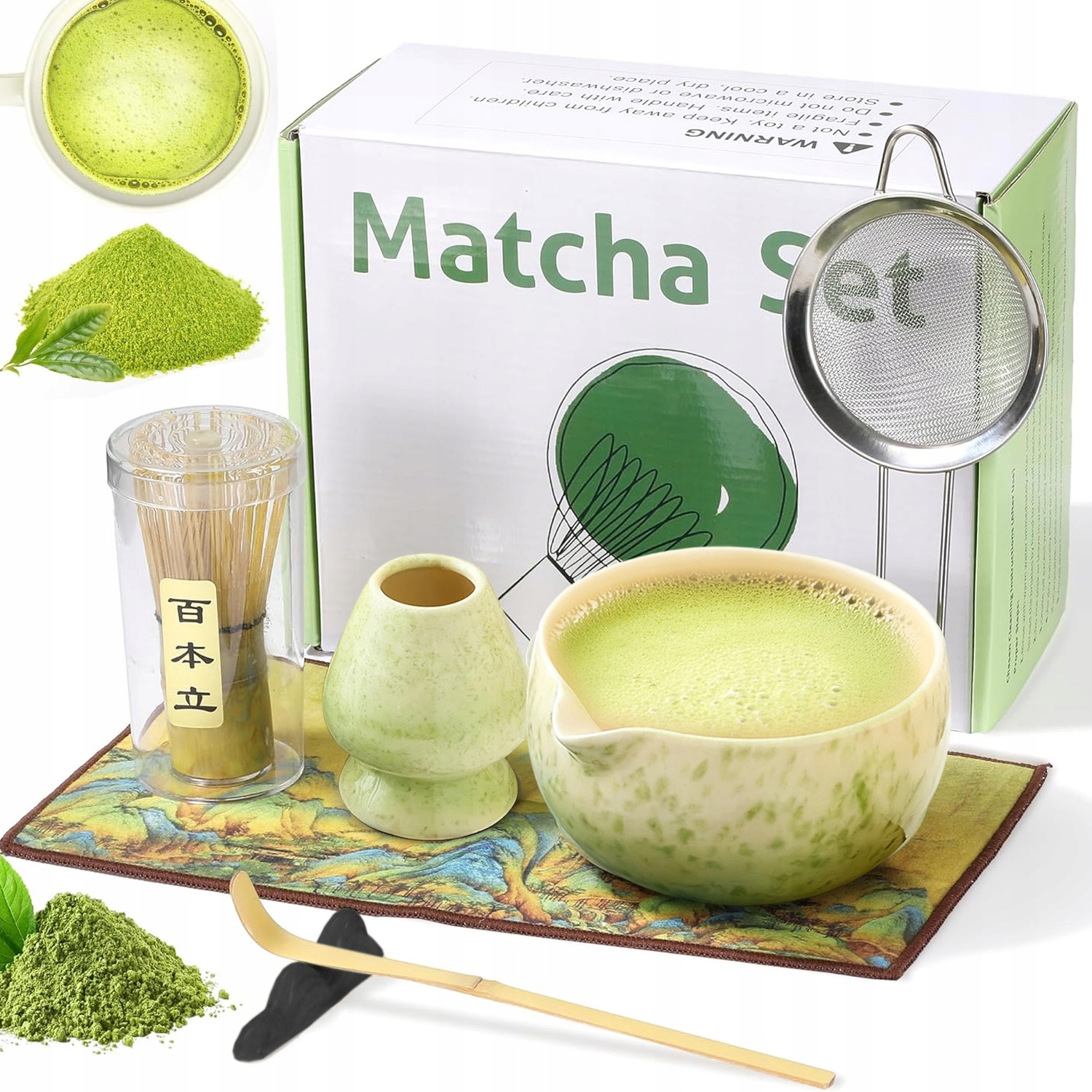 Dárková Sada Na Matcha Čaj, Sada Metliček Matcha S Šlehačkou