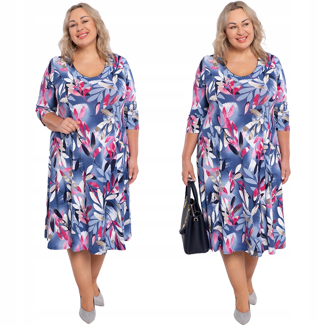 Modrá šaty v listu plus size velikost 56/58