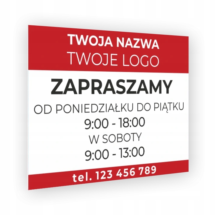 

Tabliczka Zapraszamy 20x15 Czynne Godziny Otwarcia