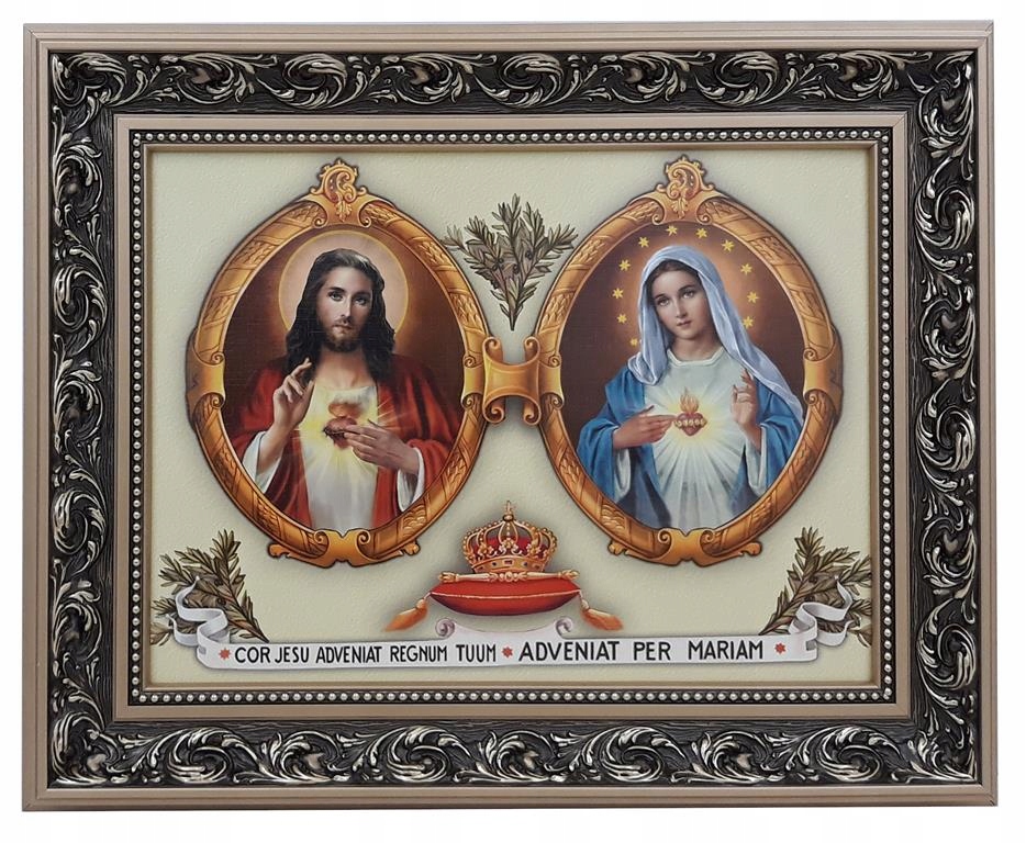 

Obraz W Złotej Ramie 42X52 Serce Jezusa I Maryi