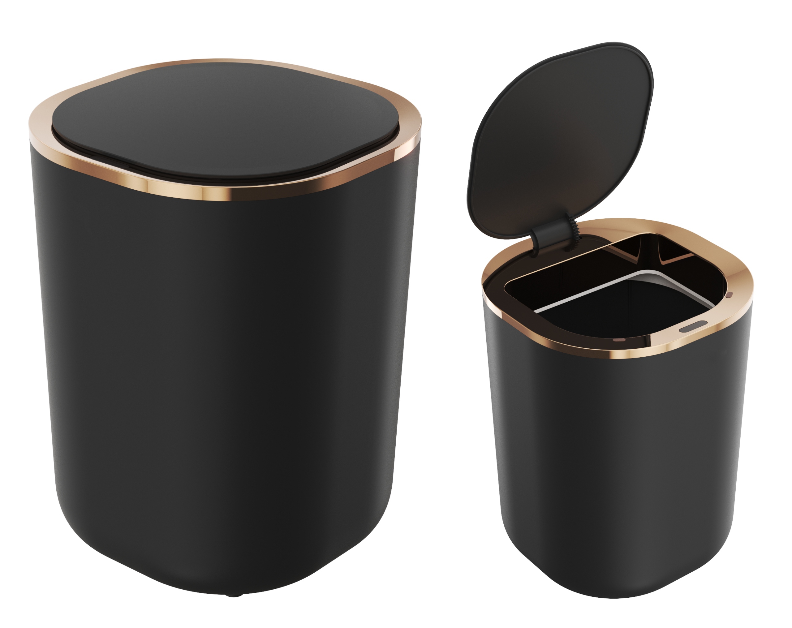 Levně Černý Rosegold Odpadkový Koš Bezdotykový Automatický Senzor Pohybu 12L