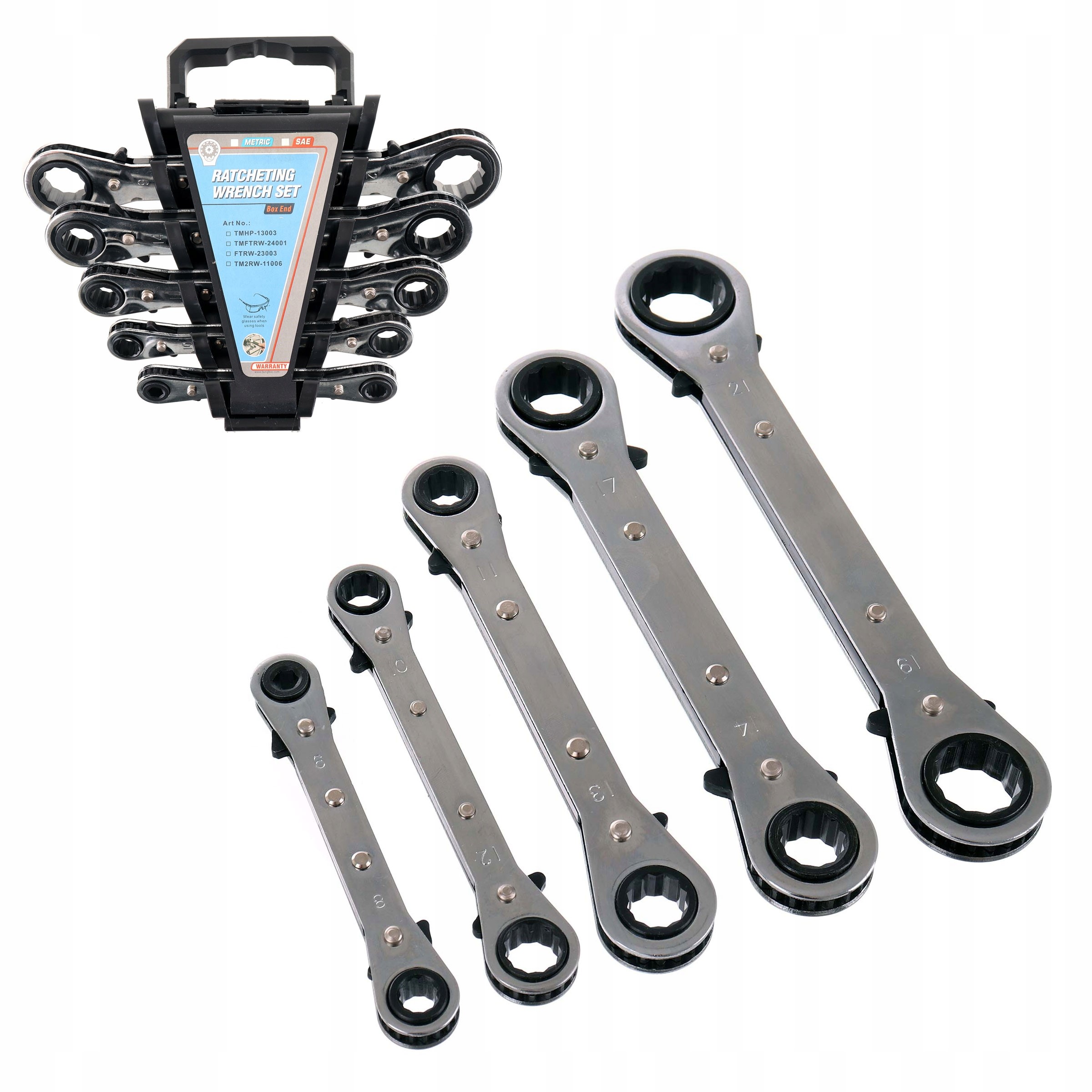 Zestaw kluczy oczkowych z grzechotką 6-21mm