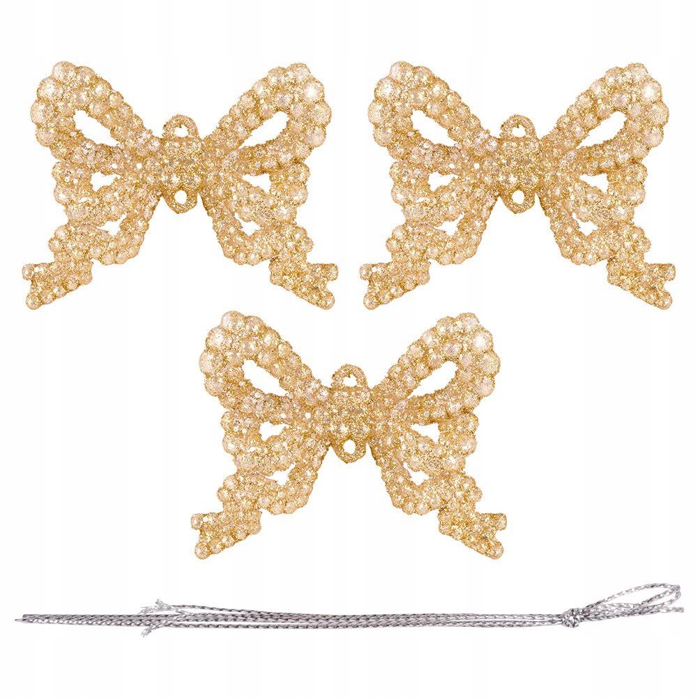 

Bombki kokardki ozdoby choinkę złote zestaw 3 szt.