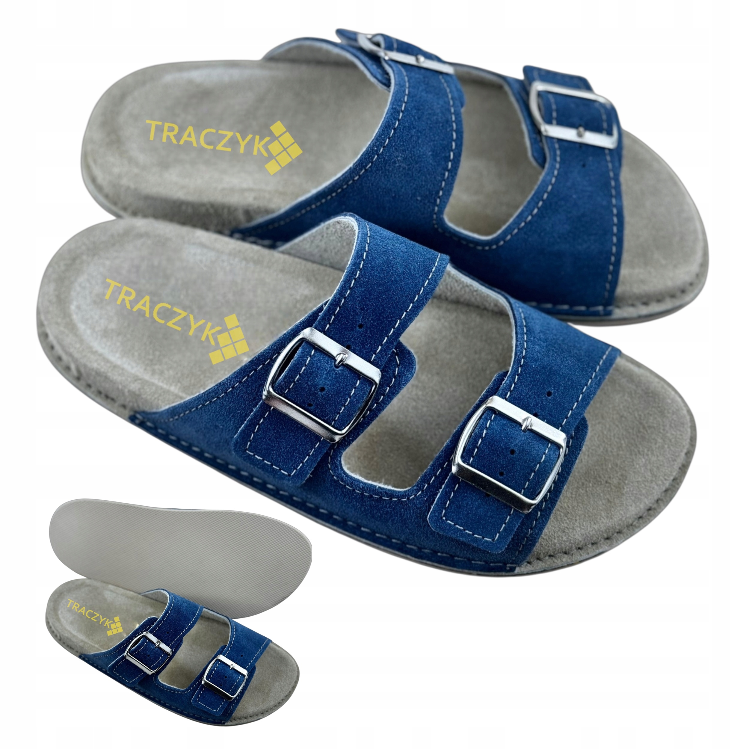 Nazouváky Přírodní Kůže Tmavě Modré, nastavitelné, profilované, vel.