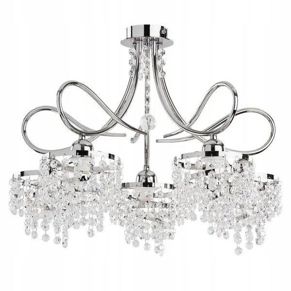 Żyrandol Alfa Diana glamour, 5-punktowy, kryształy, chrom E14 10W