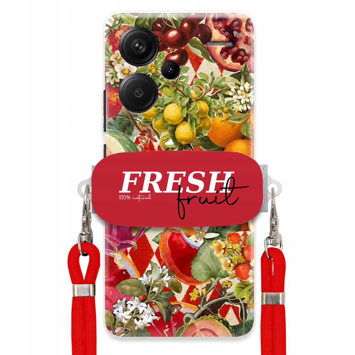 Puzdro pre Xiaomi Redmi Note 13 Pro Plus 5G Červené Vodítko Úchyt Fresh Fruit