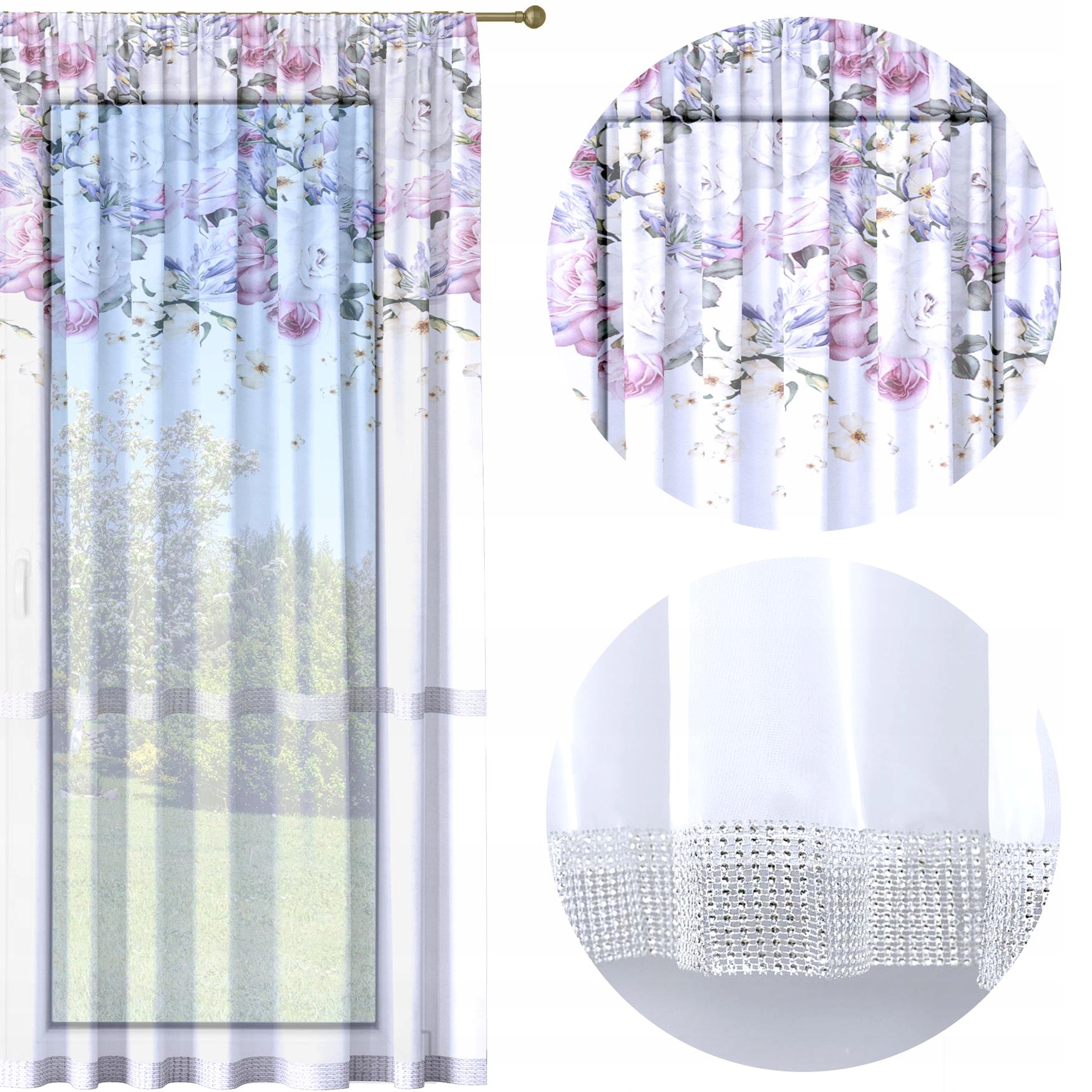 

Firana Gotowa 140x250 Woal Barwiona Wzór Na Żabki