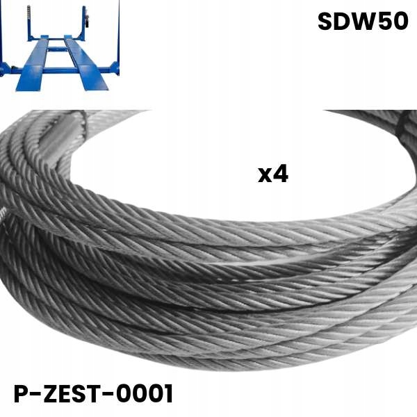 Kompletní sada ocelových lan pro čtyřsloupový zvedák SDW50