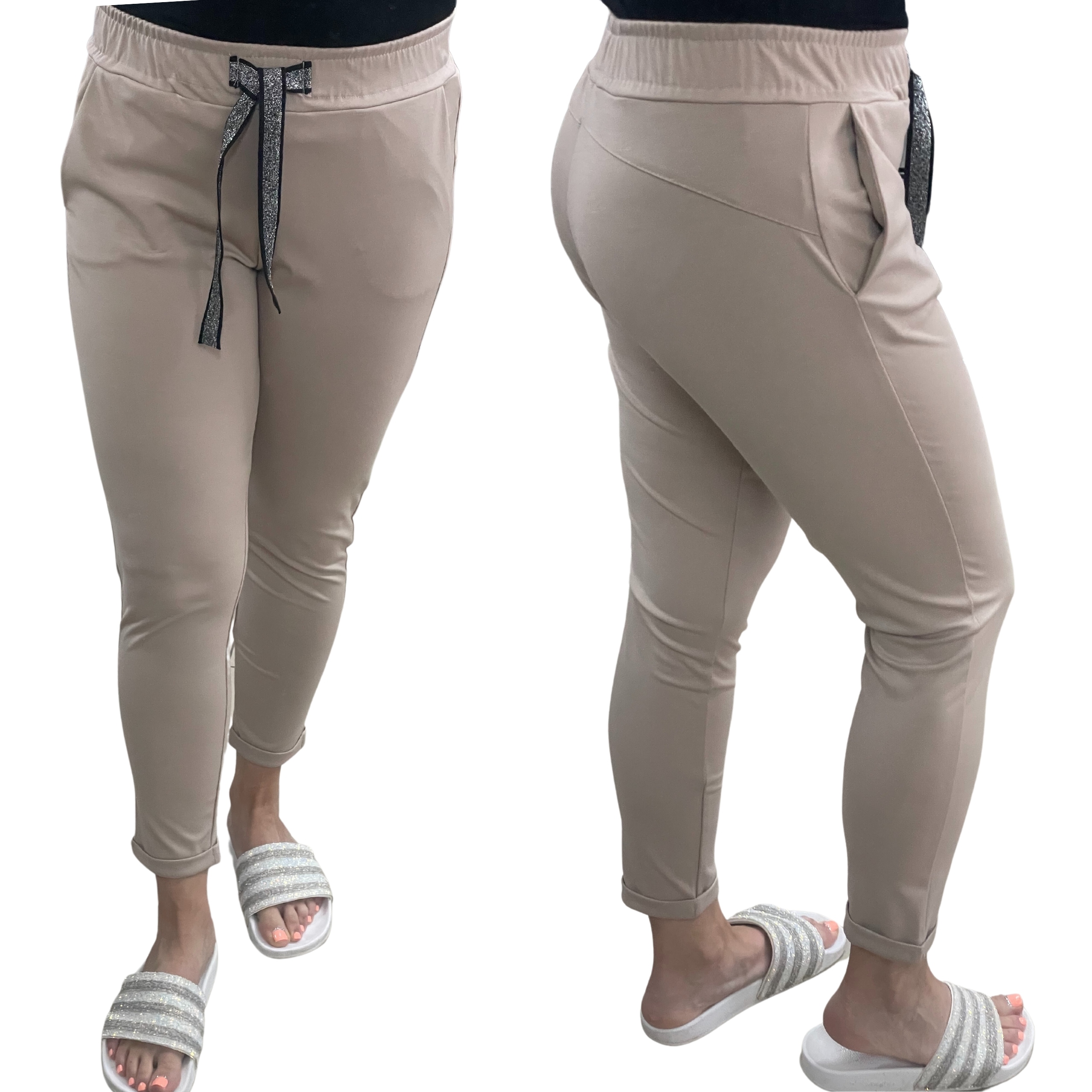 DS1 SPODNIE 7/8 BEŻOWE R.L