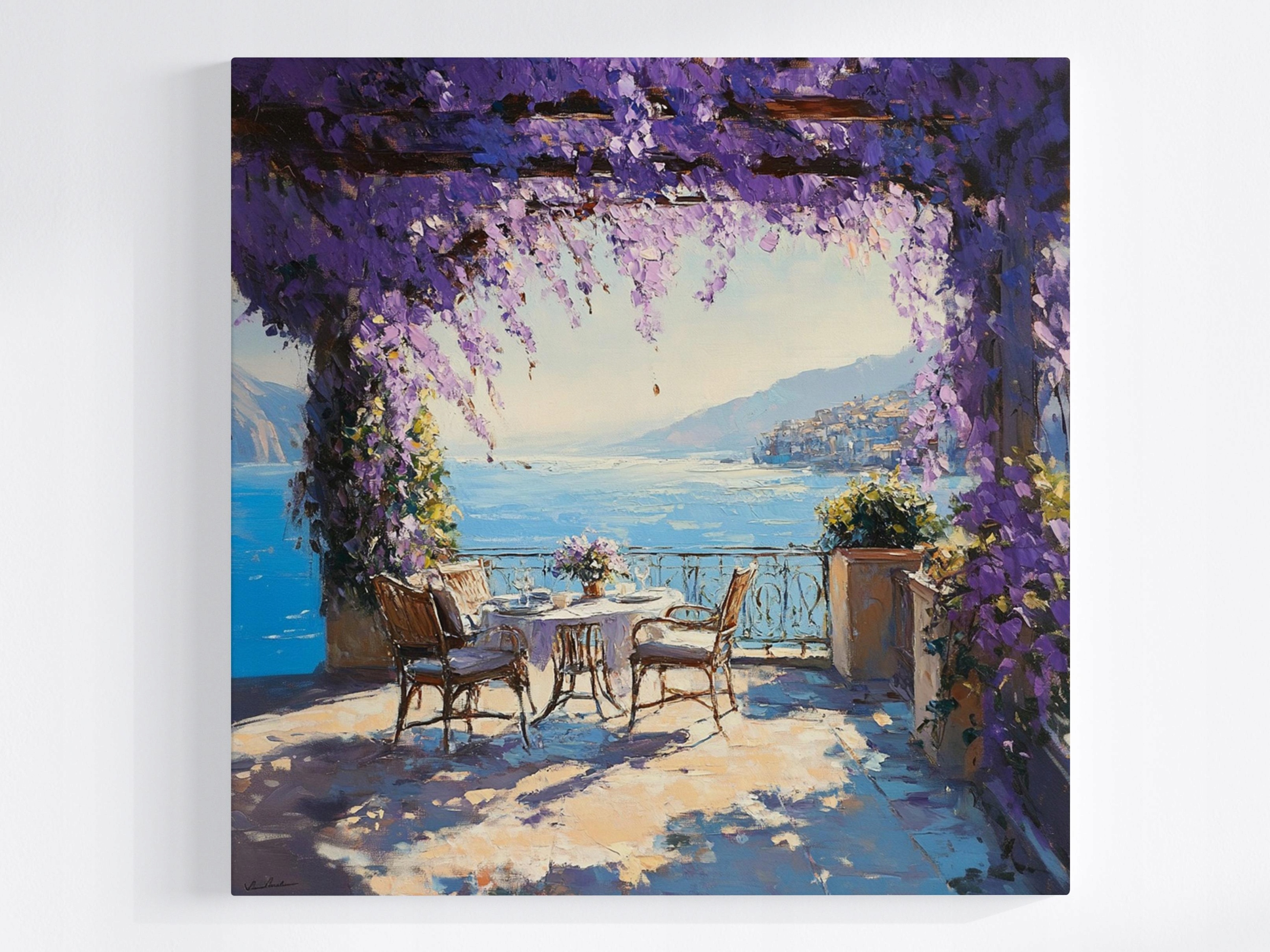 Obraz Na Plátně Canvas Krajina Středomořská Terasa Moře Wisteria 80x80