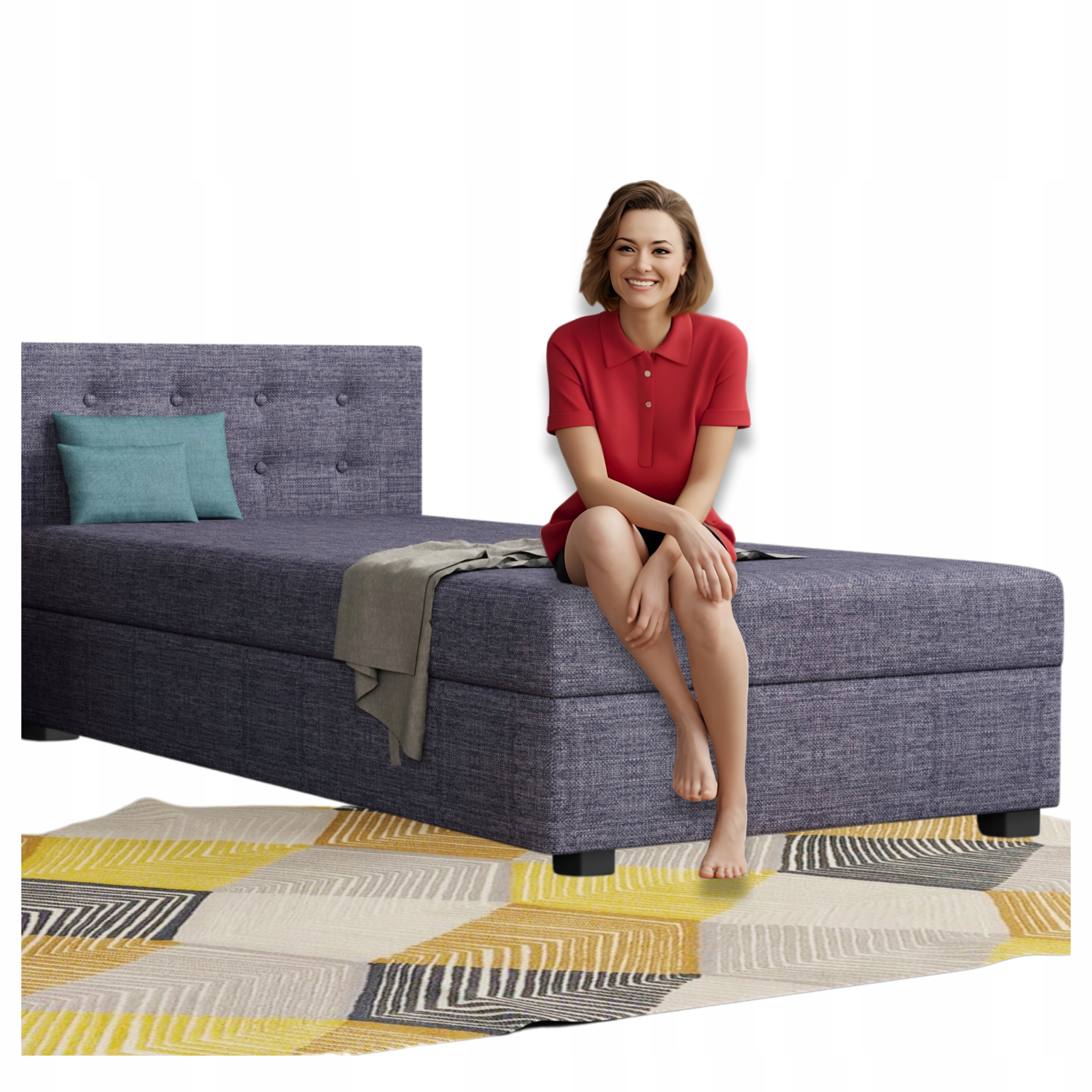 Čalouněný gauč pro mládež 110 x 195 cm s úložným prostorem na Povlečení Matrace