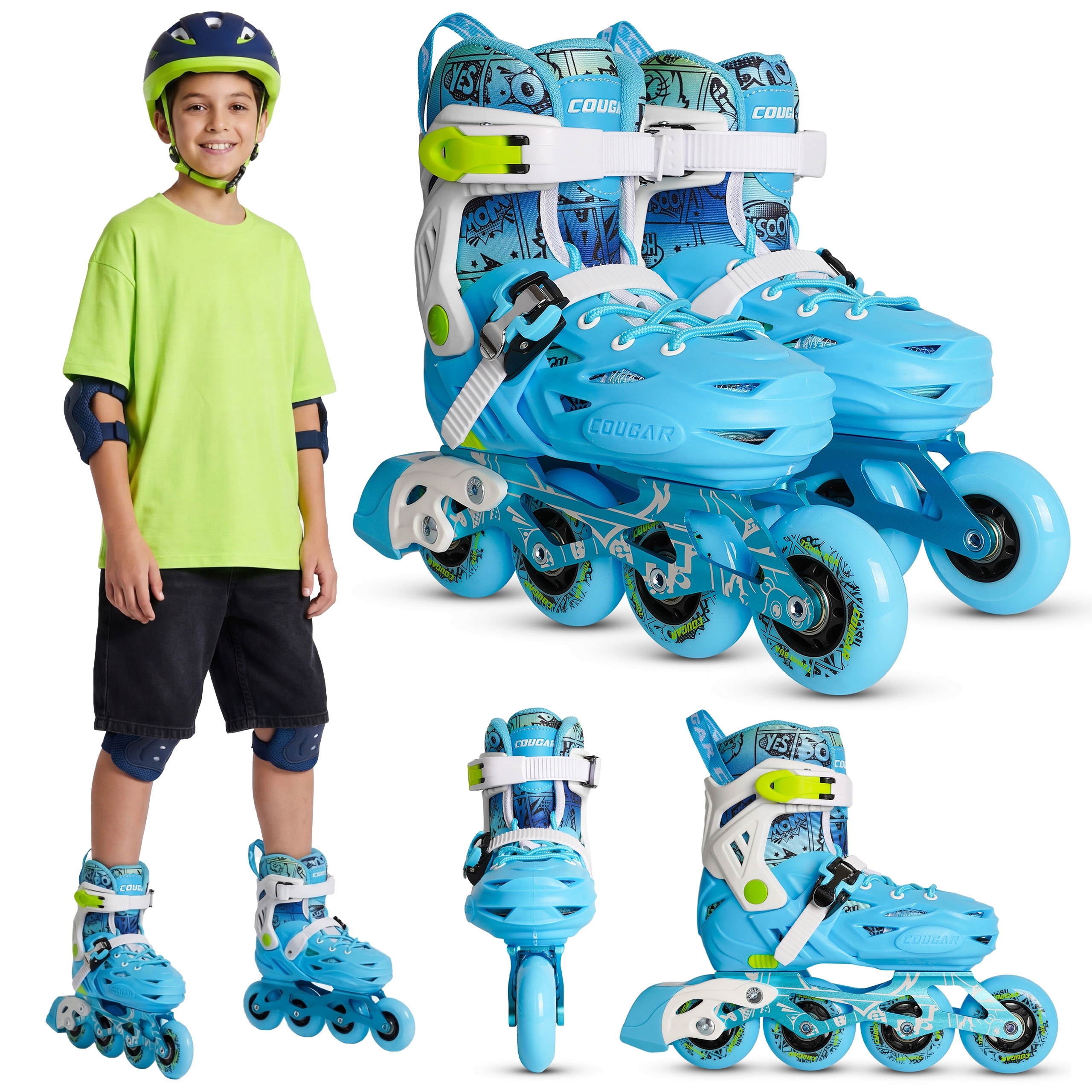 Rolki Dla Dzieci Chłopców Regulowane 27-30 Wentylowany But Kółka 80A Xride